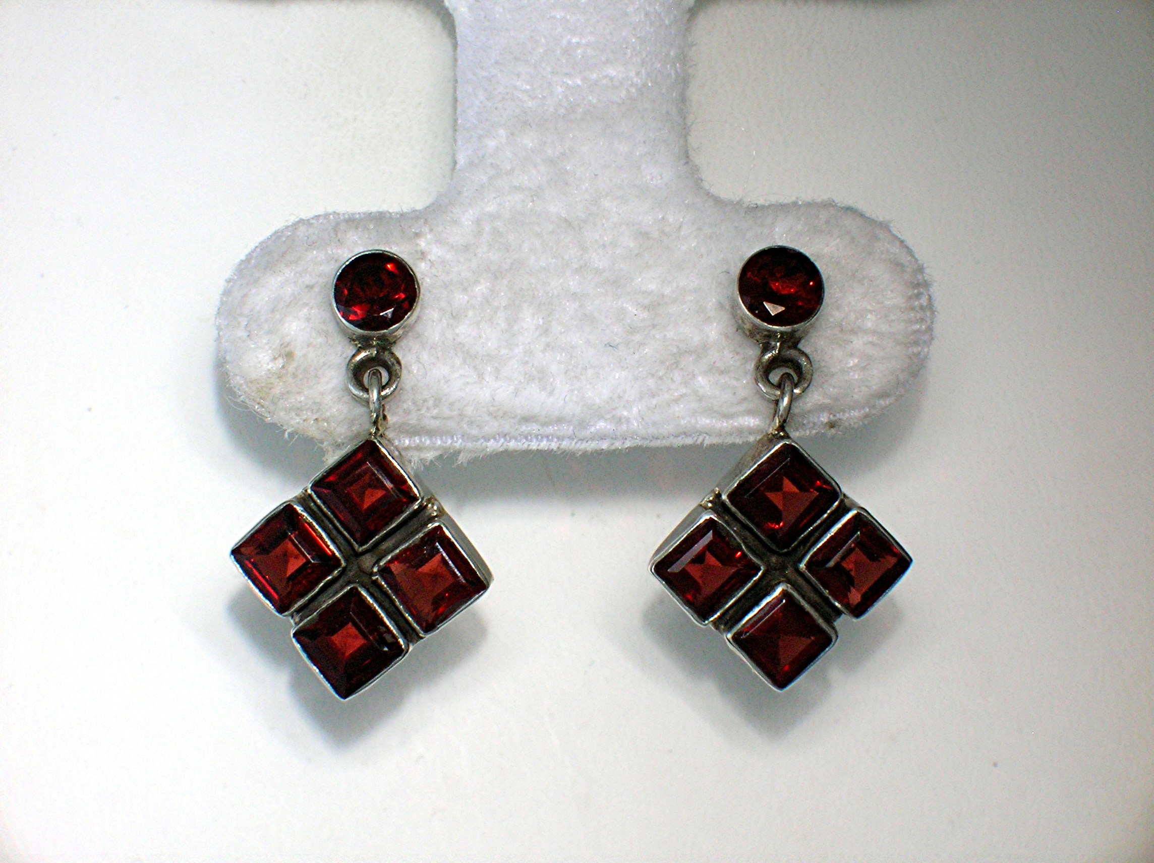 Blood Red Garnet Earrings Set in Sterling Silver