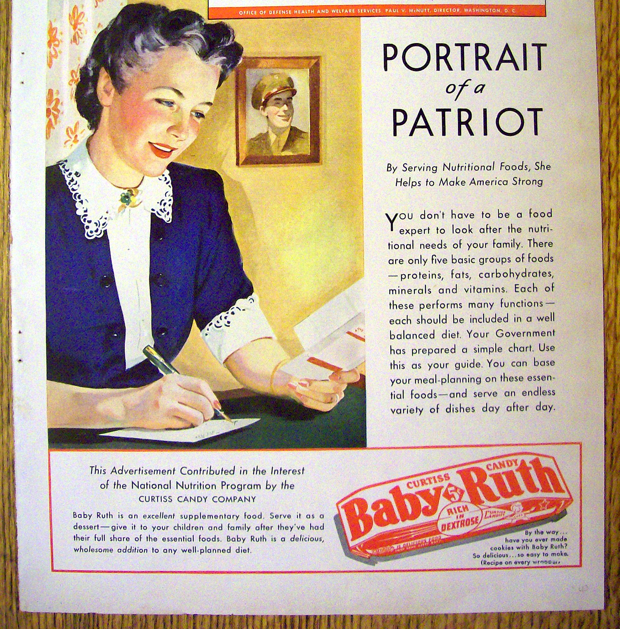 1943 Curtiss Baby Ruth with Woman Writing Soldier