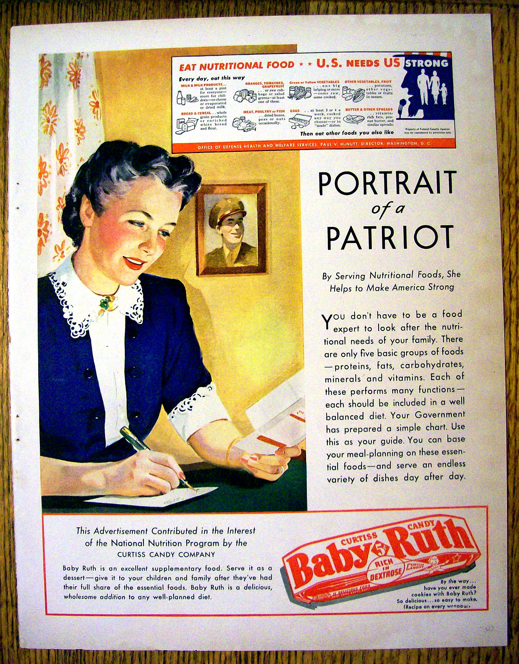 1943 Curtiss Baby Ruth with Woman Writing Soldier