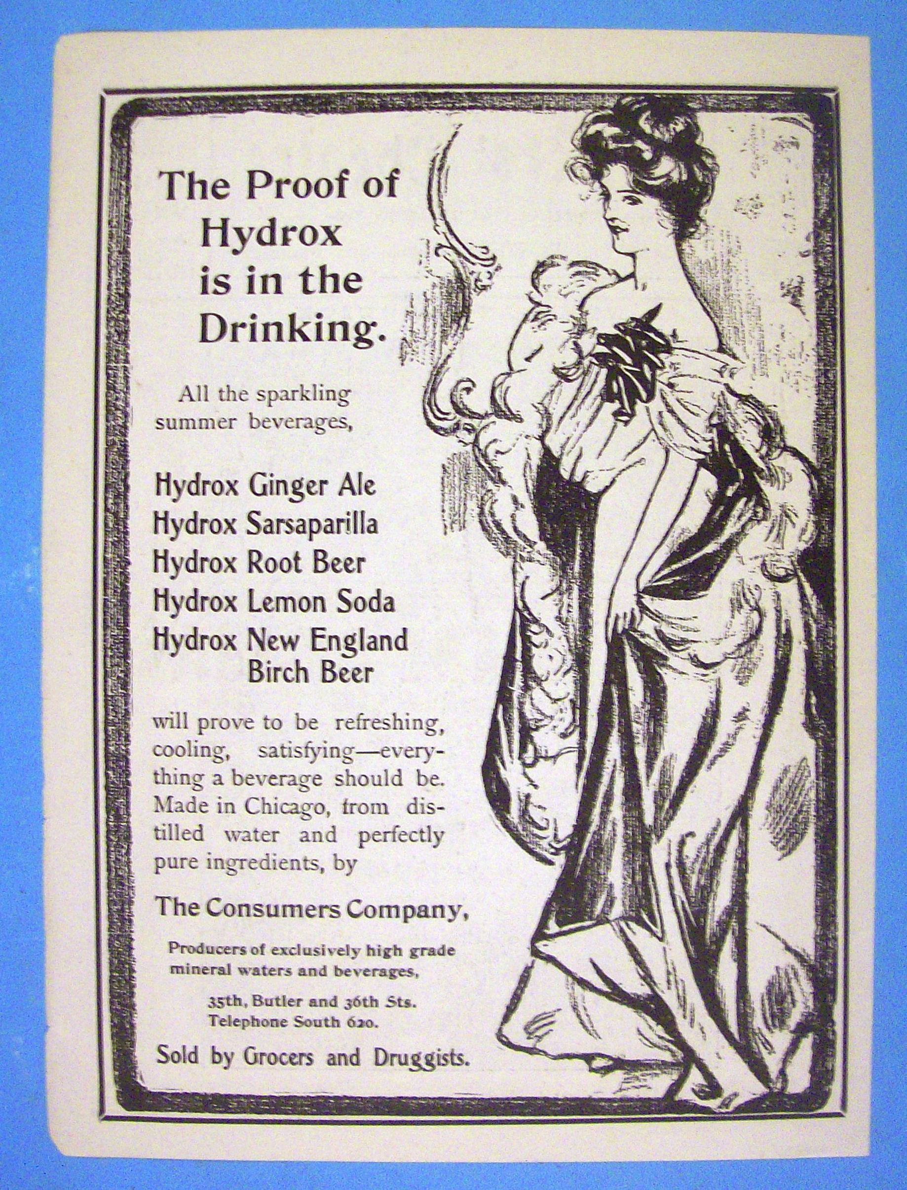 1901 Hydrox Beverages with Lovely Woman