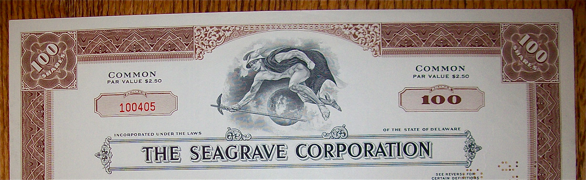 1974 Seagrave Corporation 100 Shares Stock