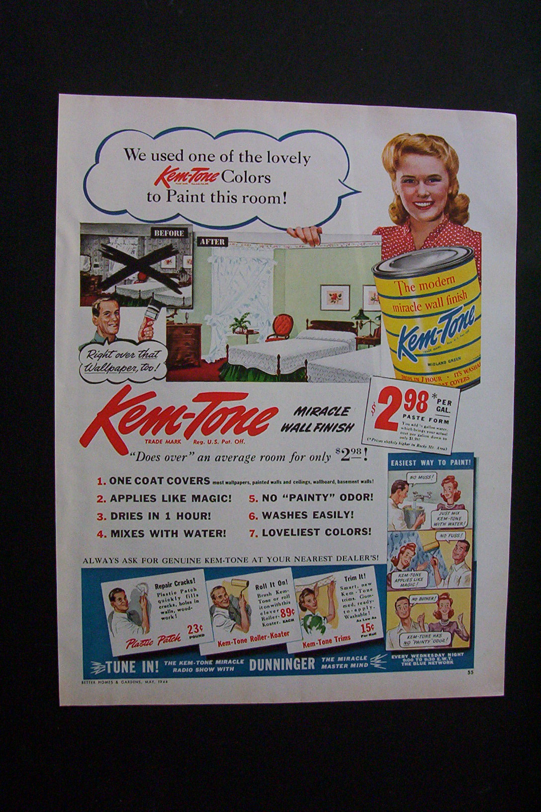 1944 Kem Tone Paint with Woman Showing Room