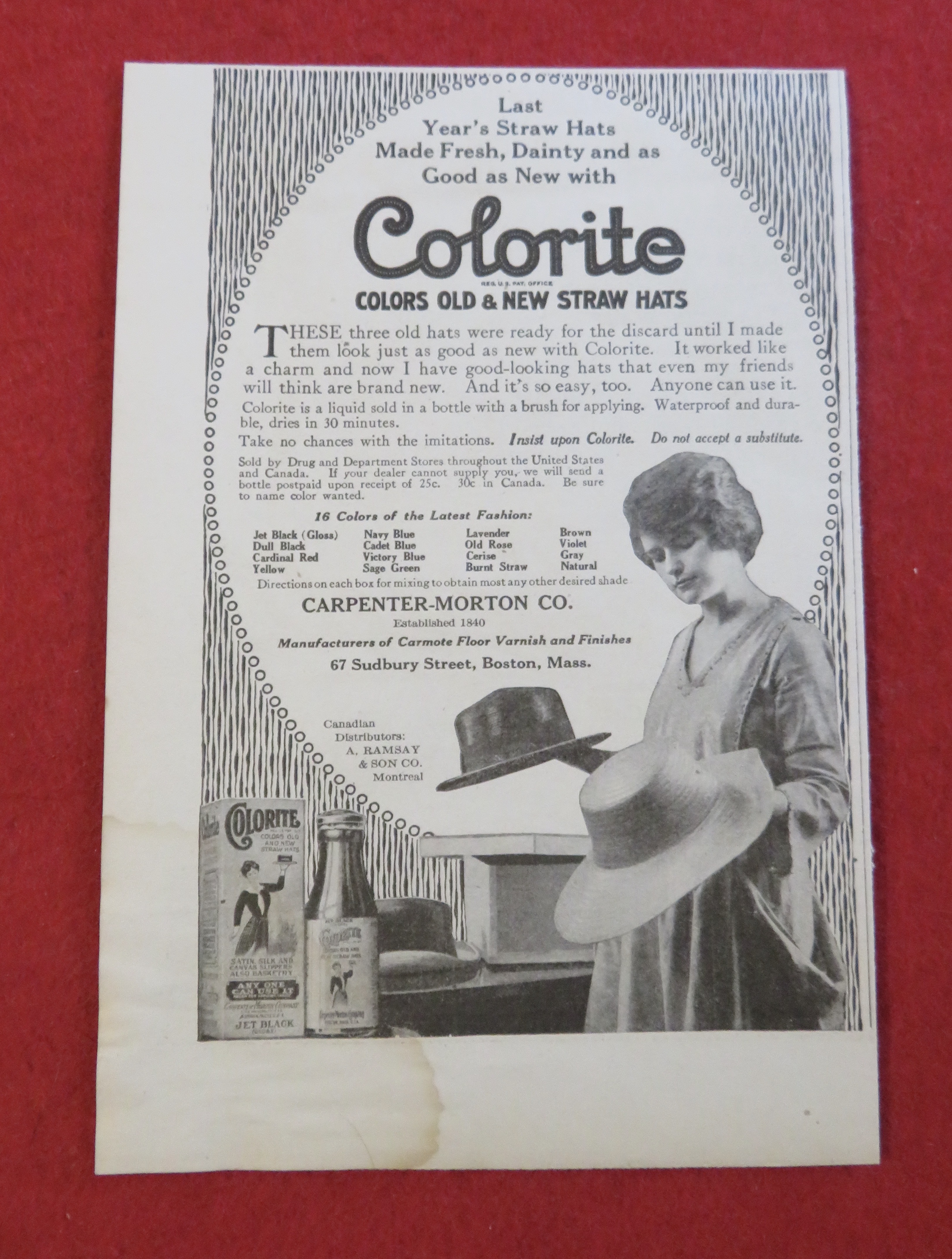 1920 Colorite with Woman & a Hat in Each Hand
