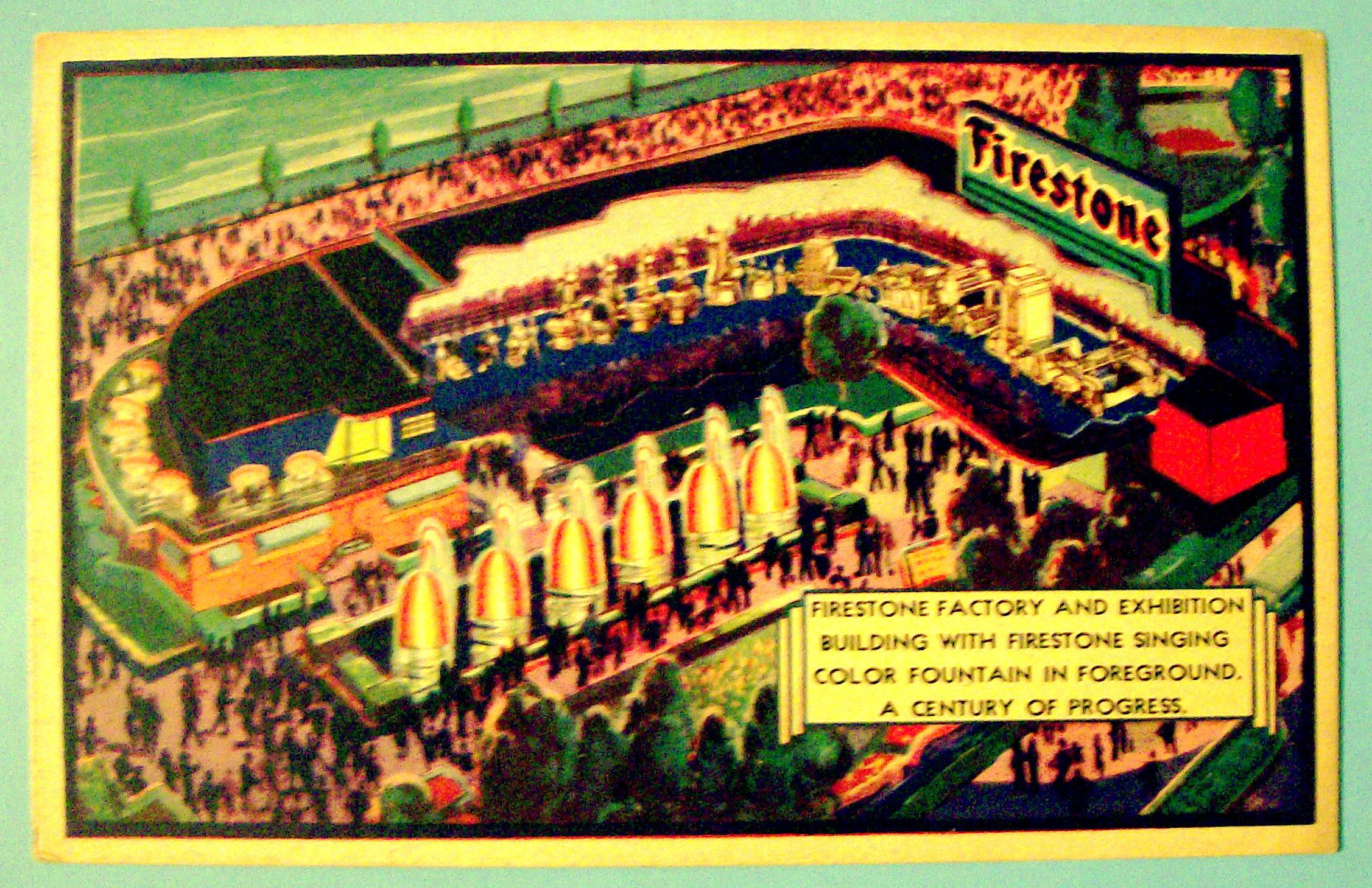 Firestone Factory & Exhibition Postcard (Chicago Fair)