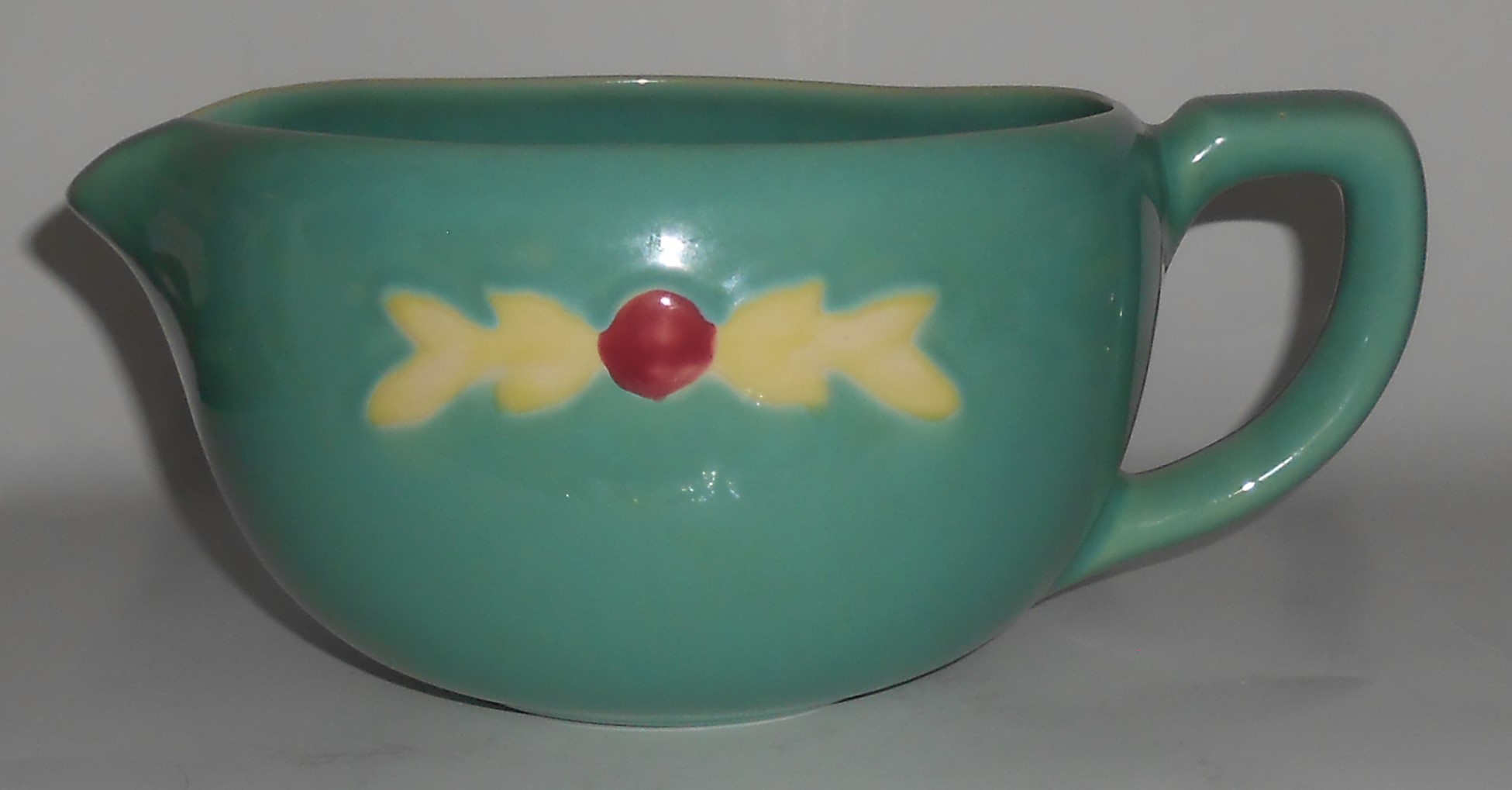 Coors Pottery Rosebud Green Medium Handled Batter Bowl