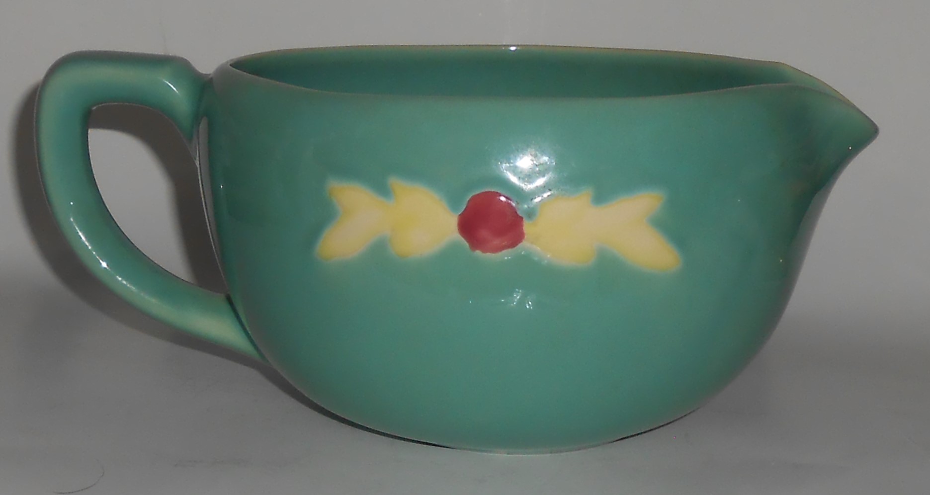 Coors Pottery Rosebud Green Medium Handled Batter Bowl