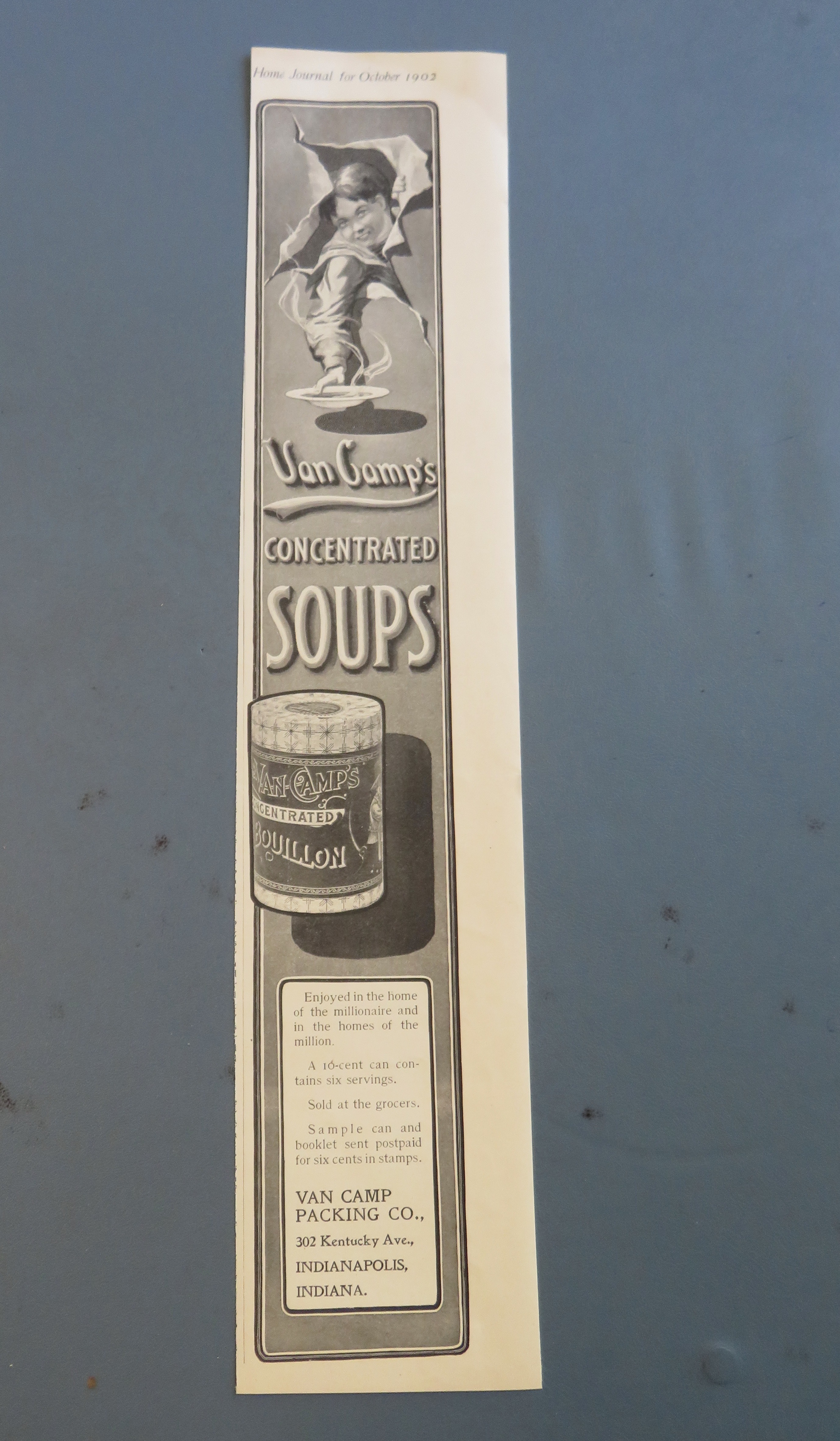 1902 Van Camp's Concentrated Soups with Boy with Soup