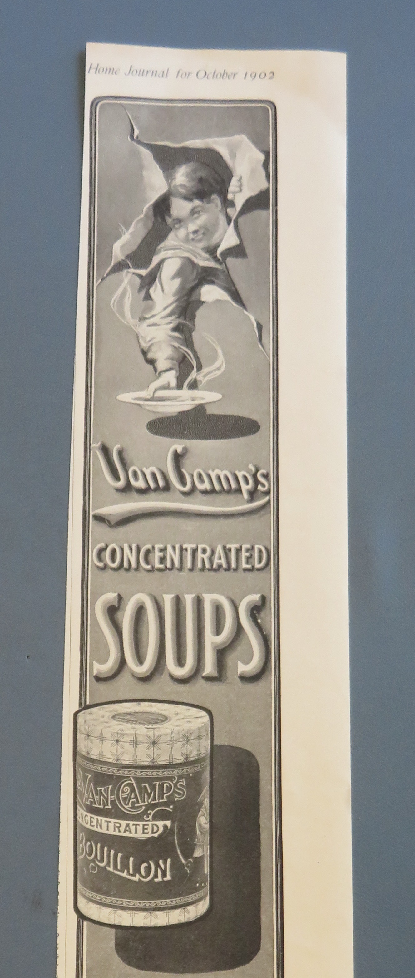 1902 Van Camp's Concentrated Soups with Boy with Soup