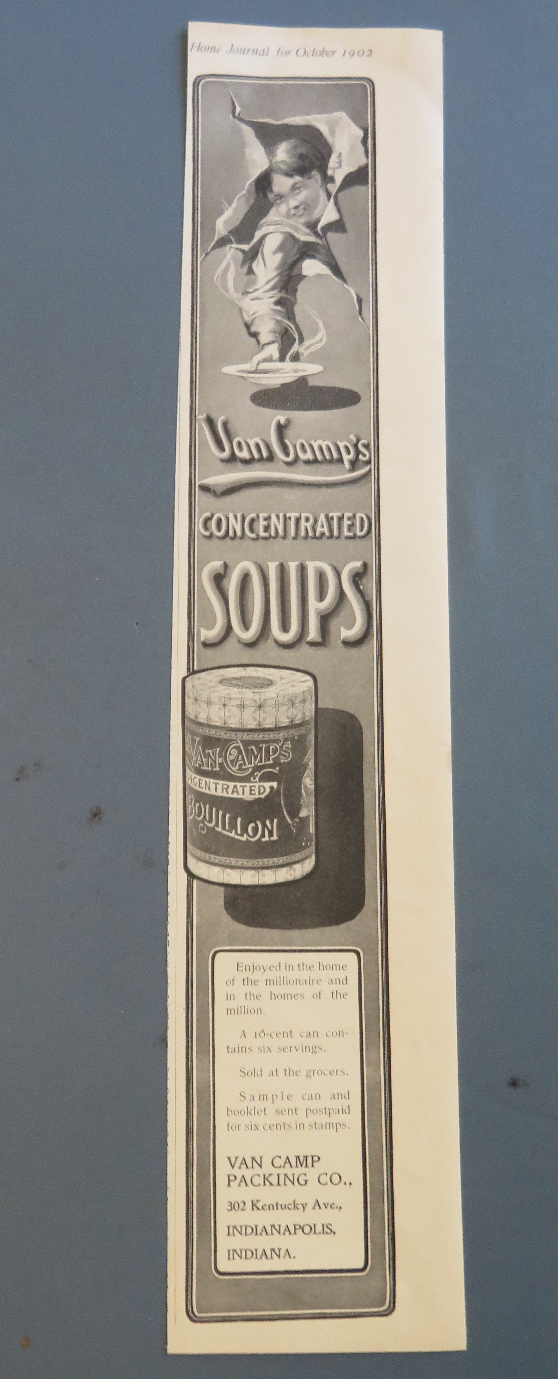 1902 Van Camp's Concentrated Soups with Boy with Soup