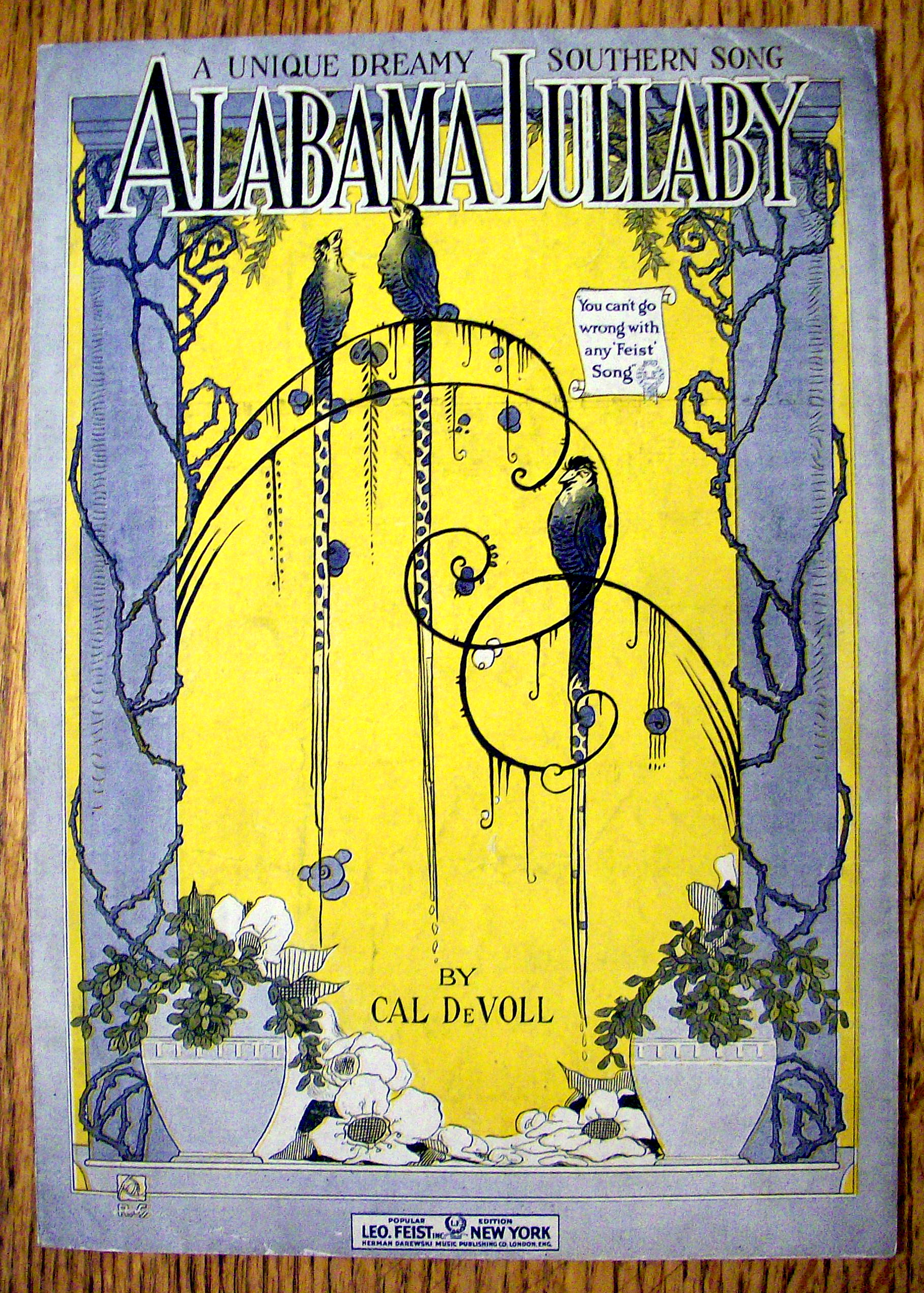 Sheet Music For 1919 Alabama Lullaby