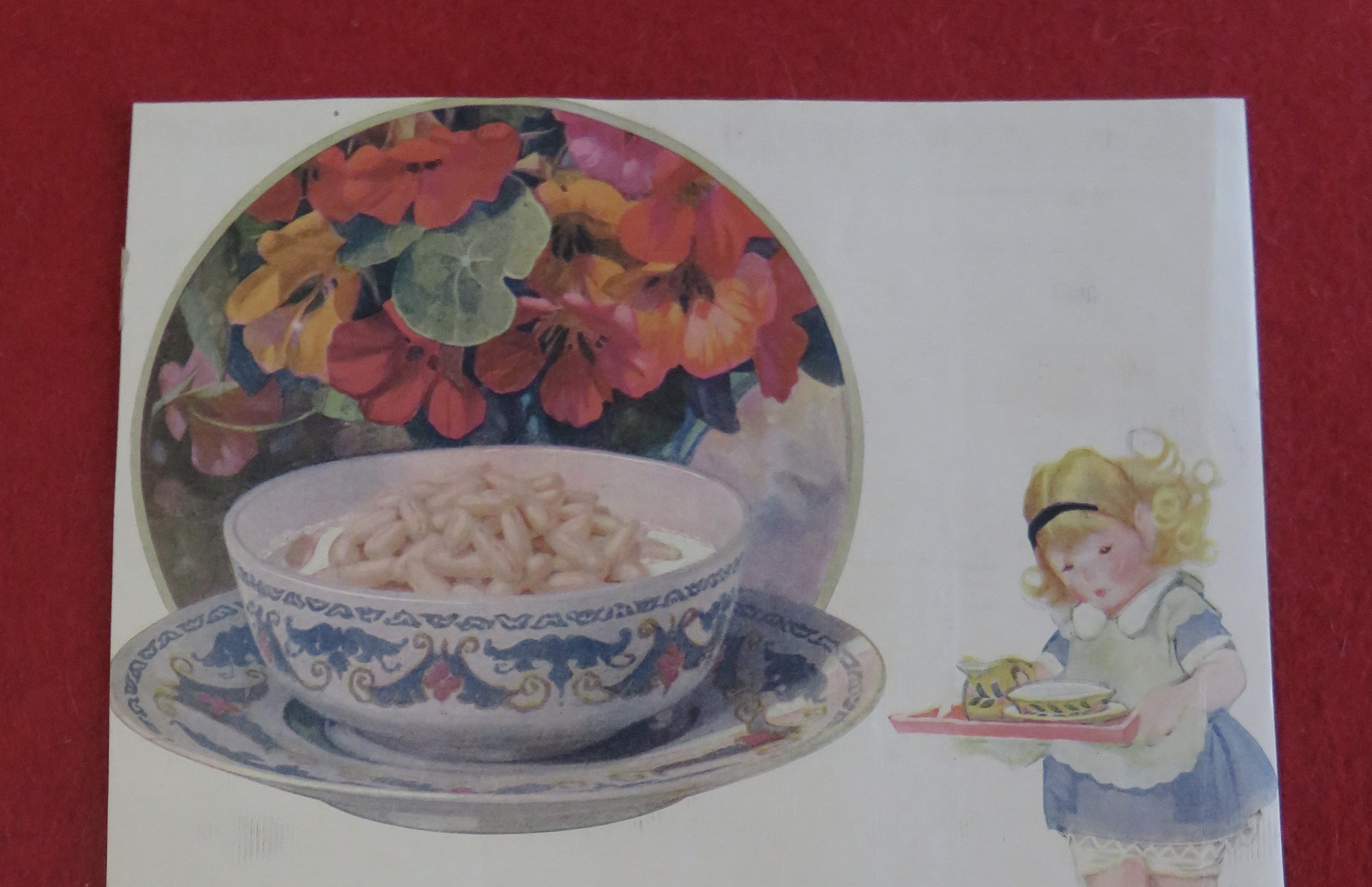 1924 Quaker Puffed Rice & Wheat with Girl & Tray