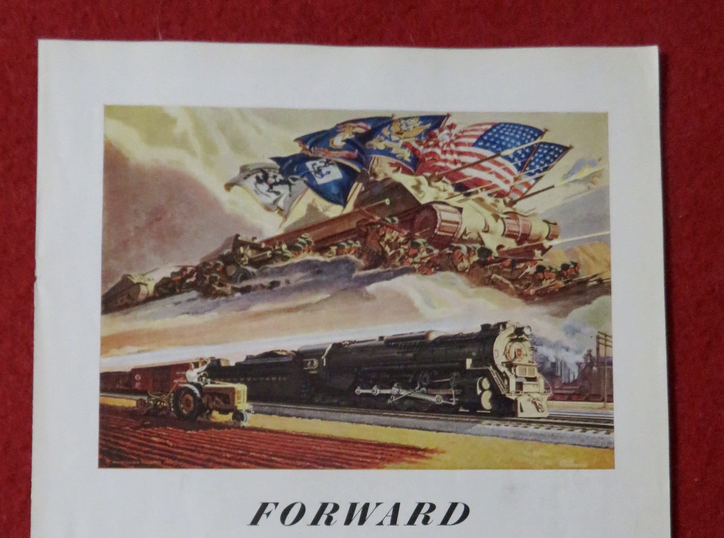 1944 Pennsylvania Railroad with Trains & Flags Above