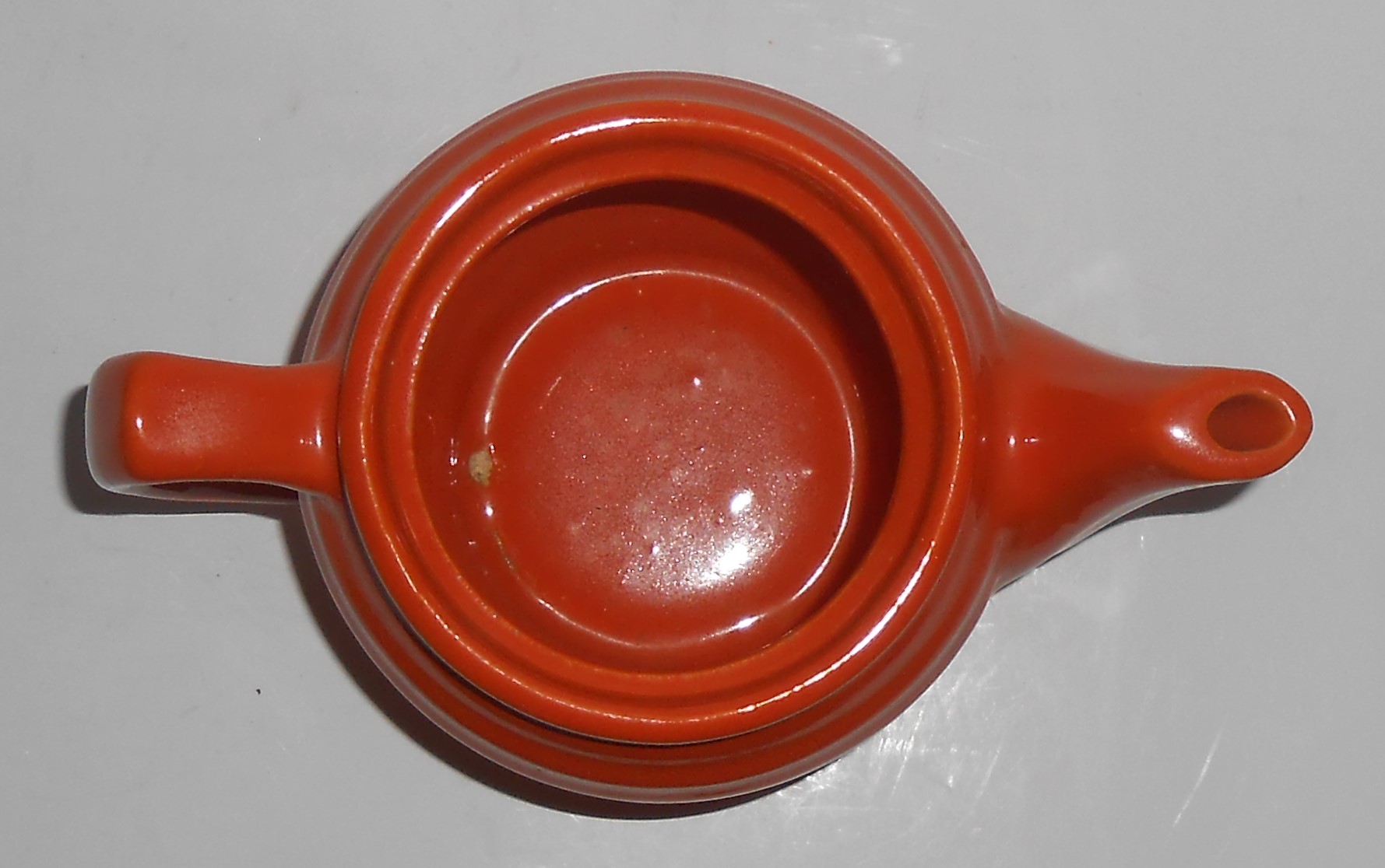 Bauer Pottery Ring Ware Orange Individual Teapot Rare