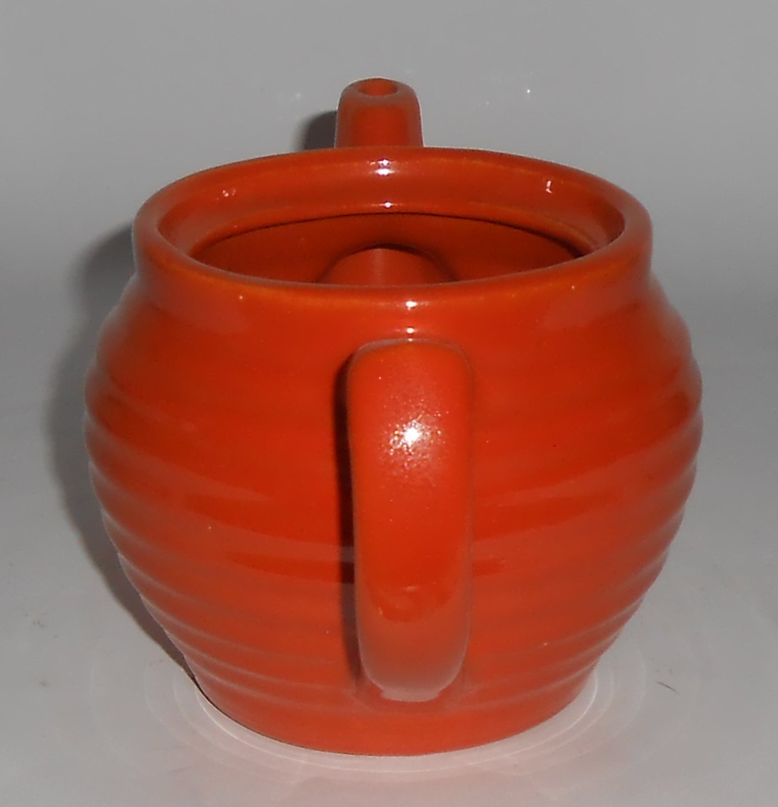 Bauer Pottery Ring Ware Orange Individual Teapot Rare