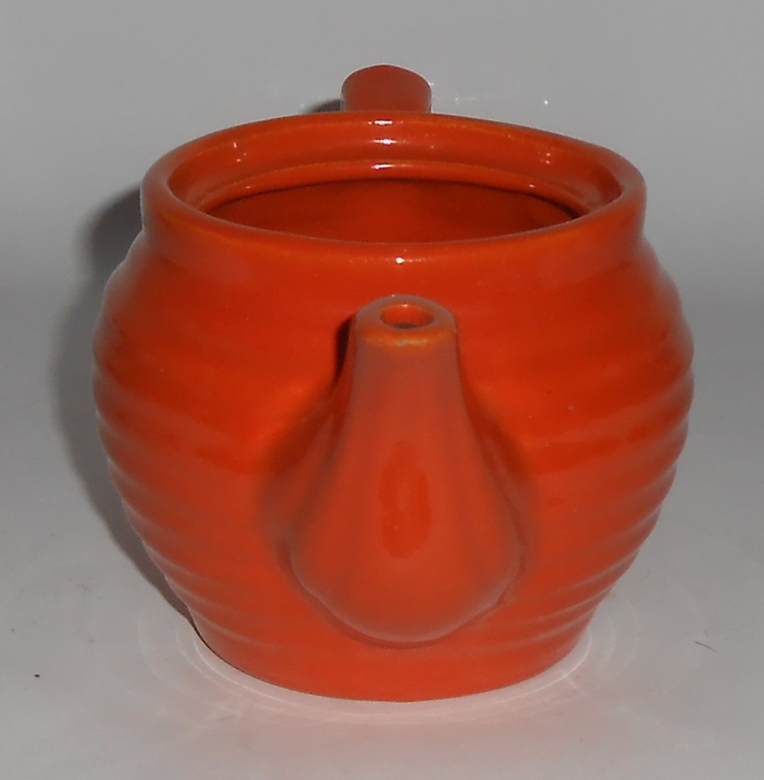 Bauer Pottery Ring Ware Orange Individual Teapot Rare