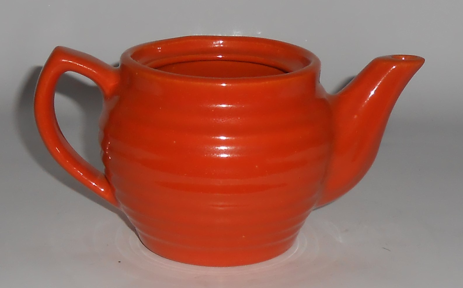 Bauer Pottery Ring Ware Orange Individual Teapot Rare