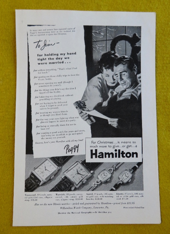 1953 Hamilton Watch with Woman Giving A Man A Gift