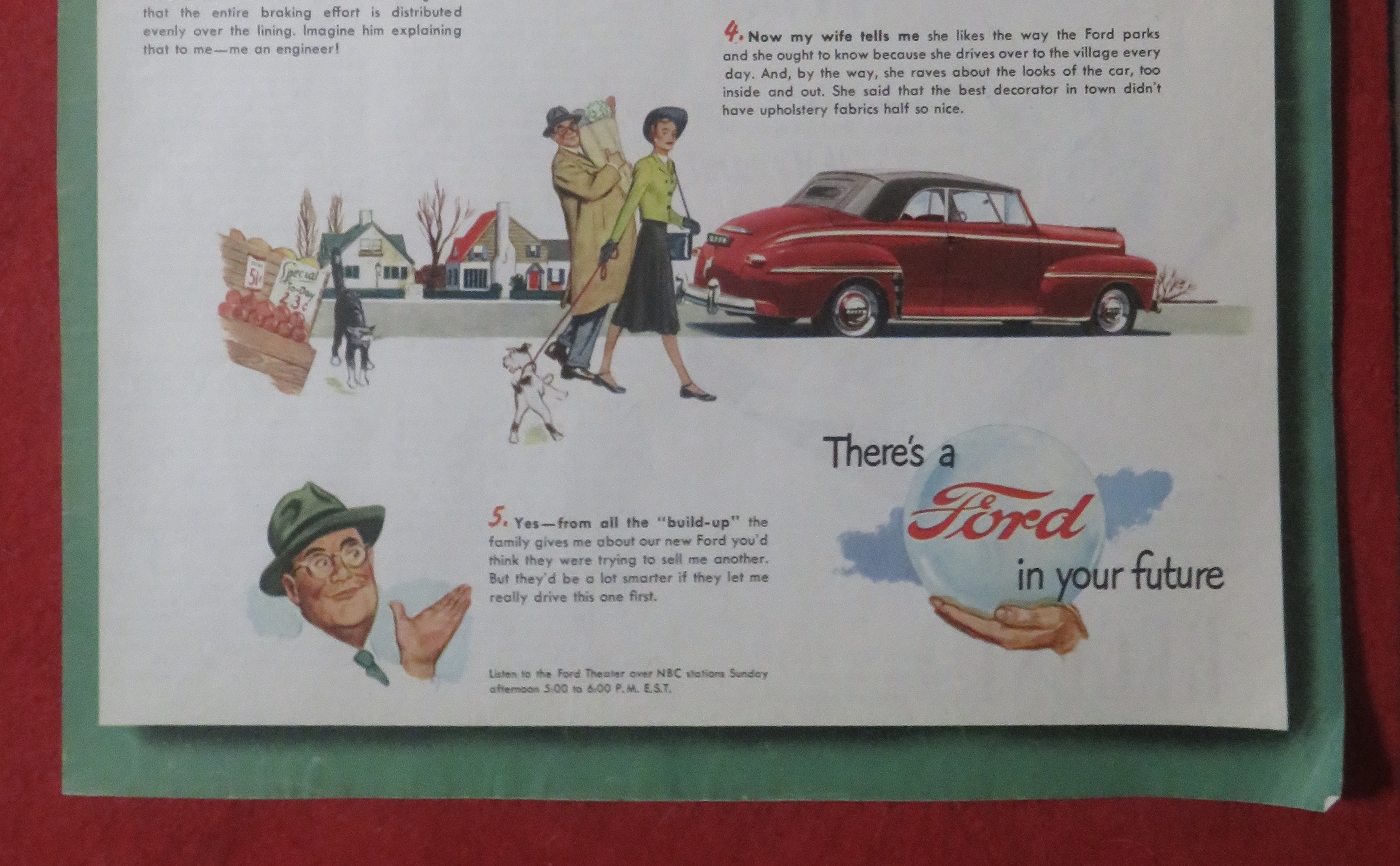 1948 Ford Automobile with Ford's Out Front with Father