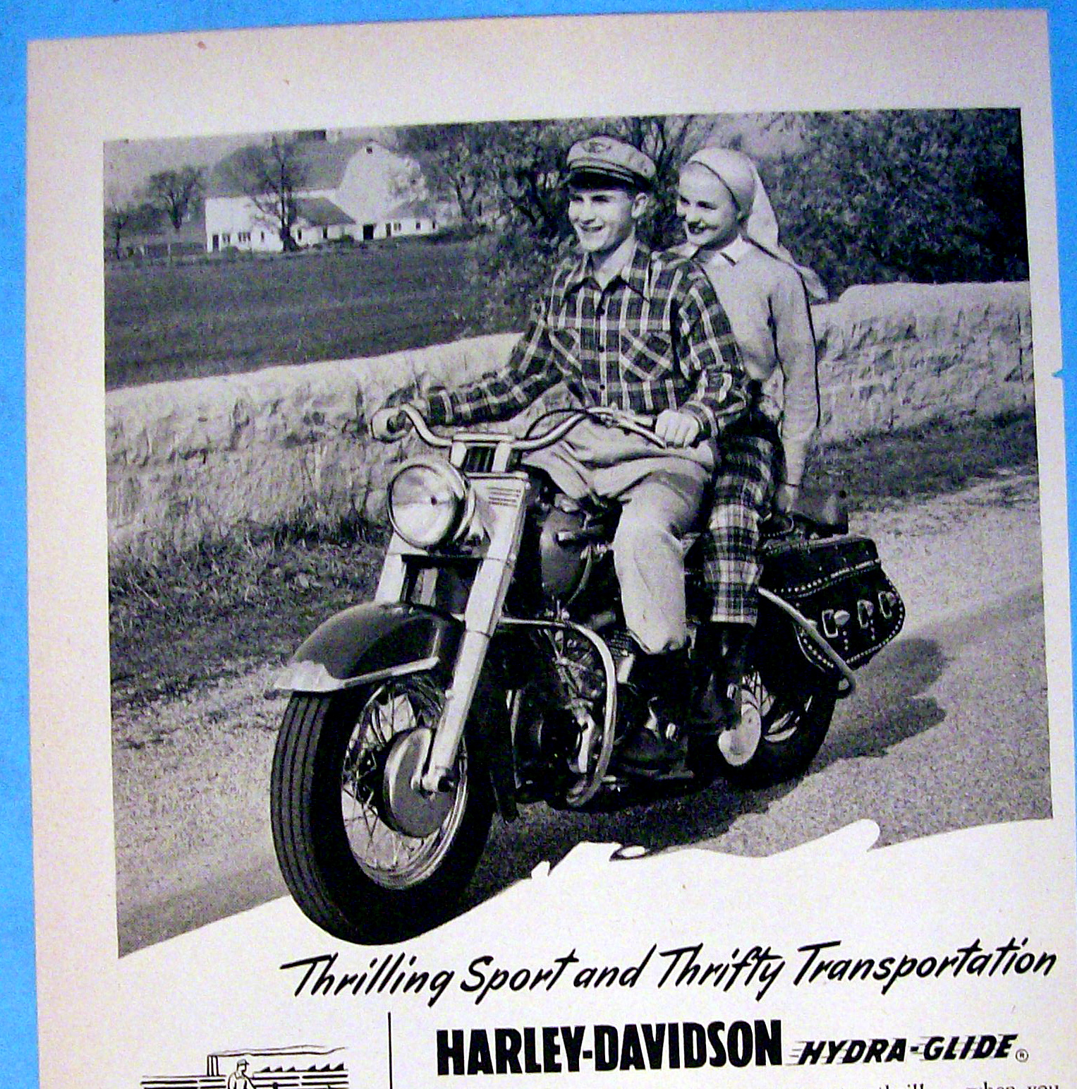 1951 Harley Davidson Hydra Glide Motorcycle with Couple