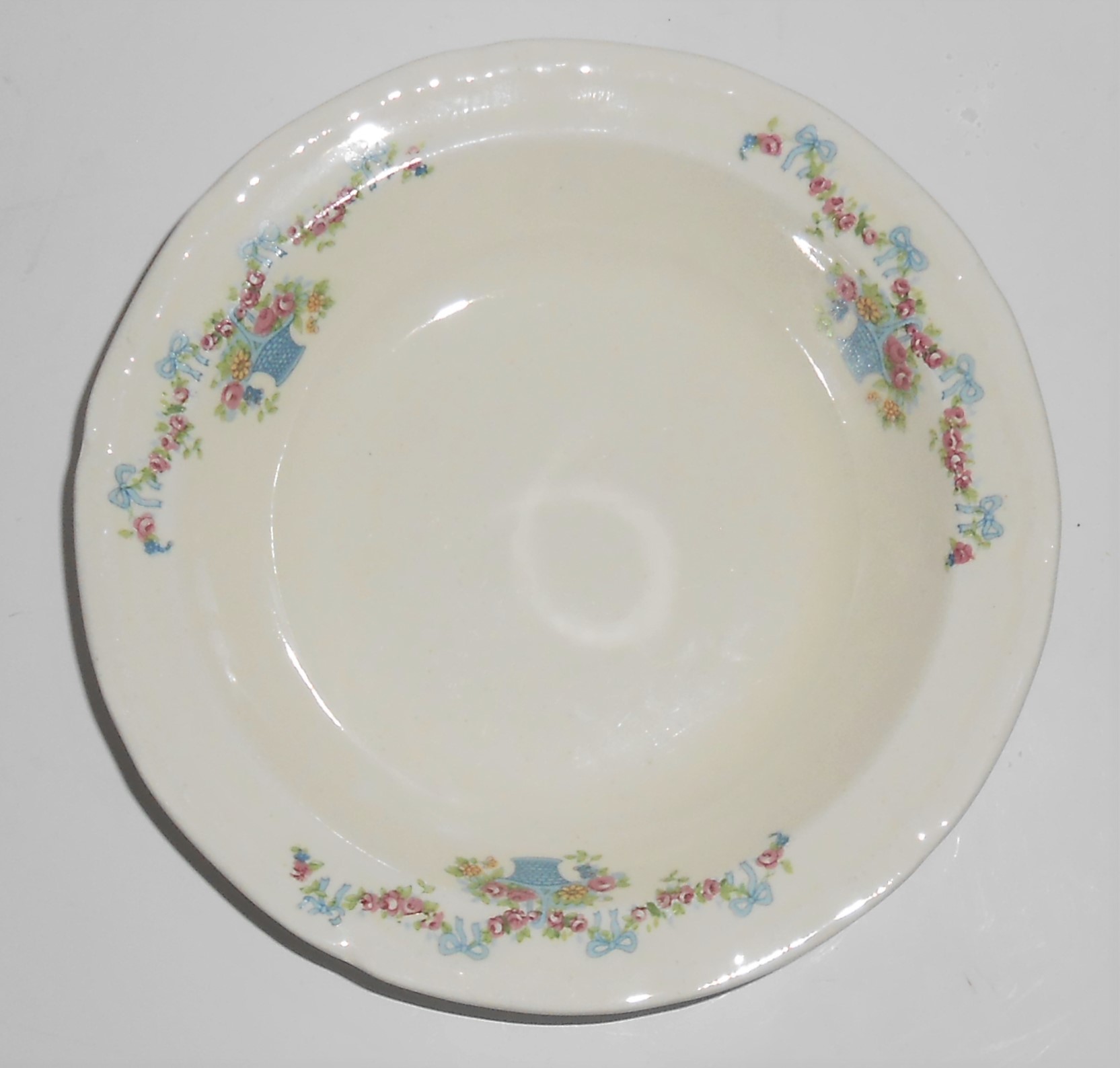 Early Poxon Vernon Pottery Basket w/Floral Garland Frui