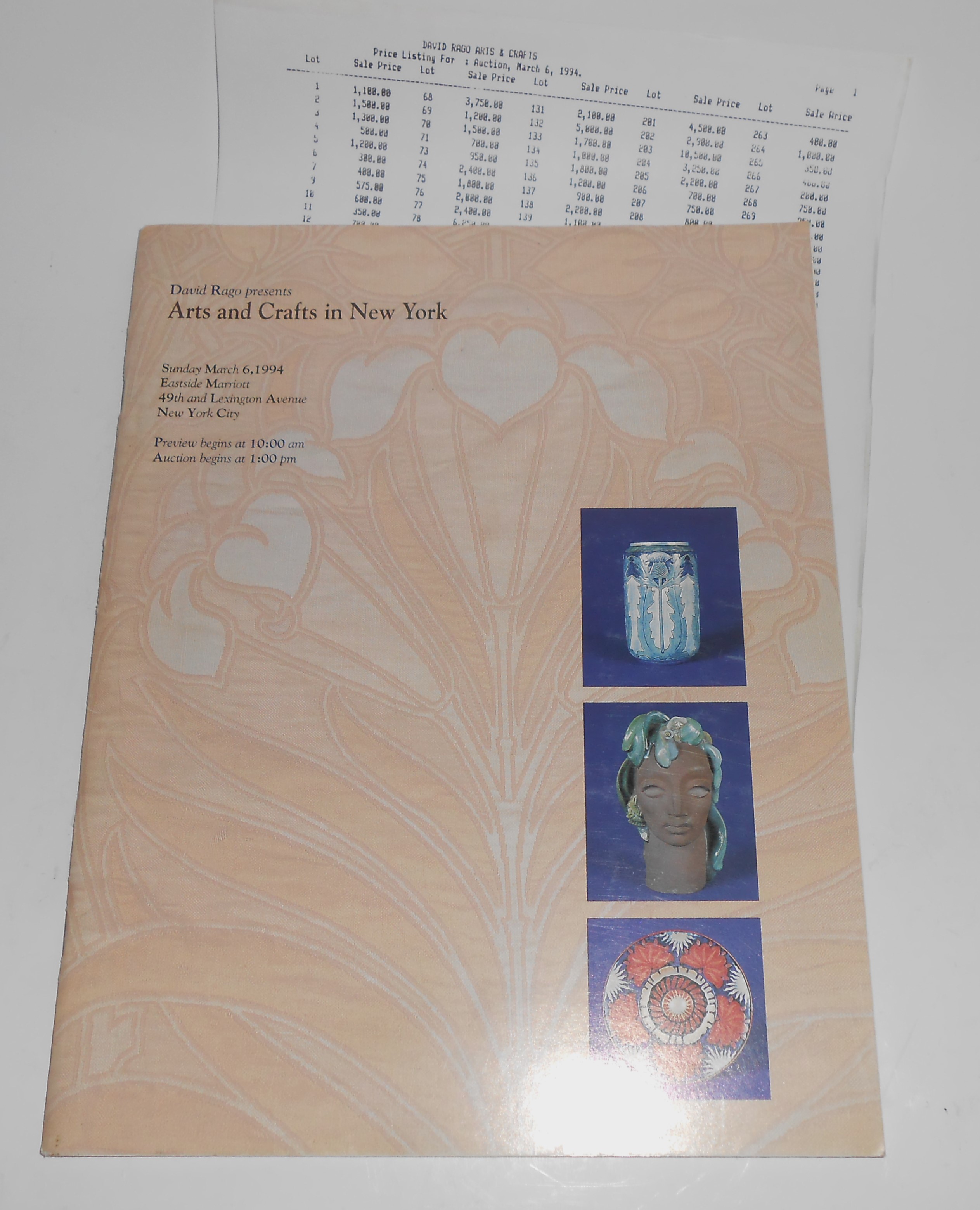David Rago March 6, 1994 Arts & Crafts Auction New York