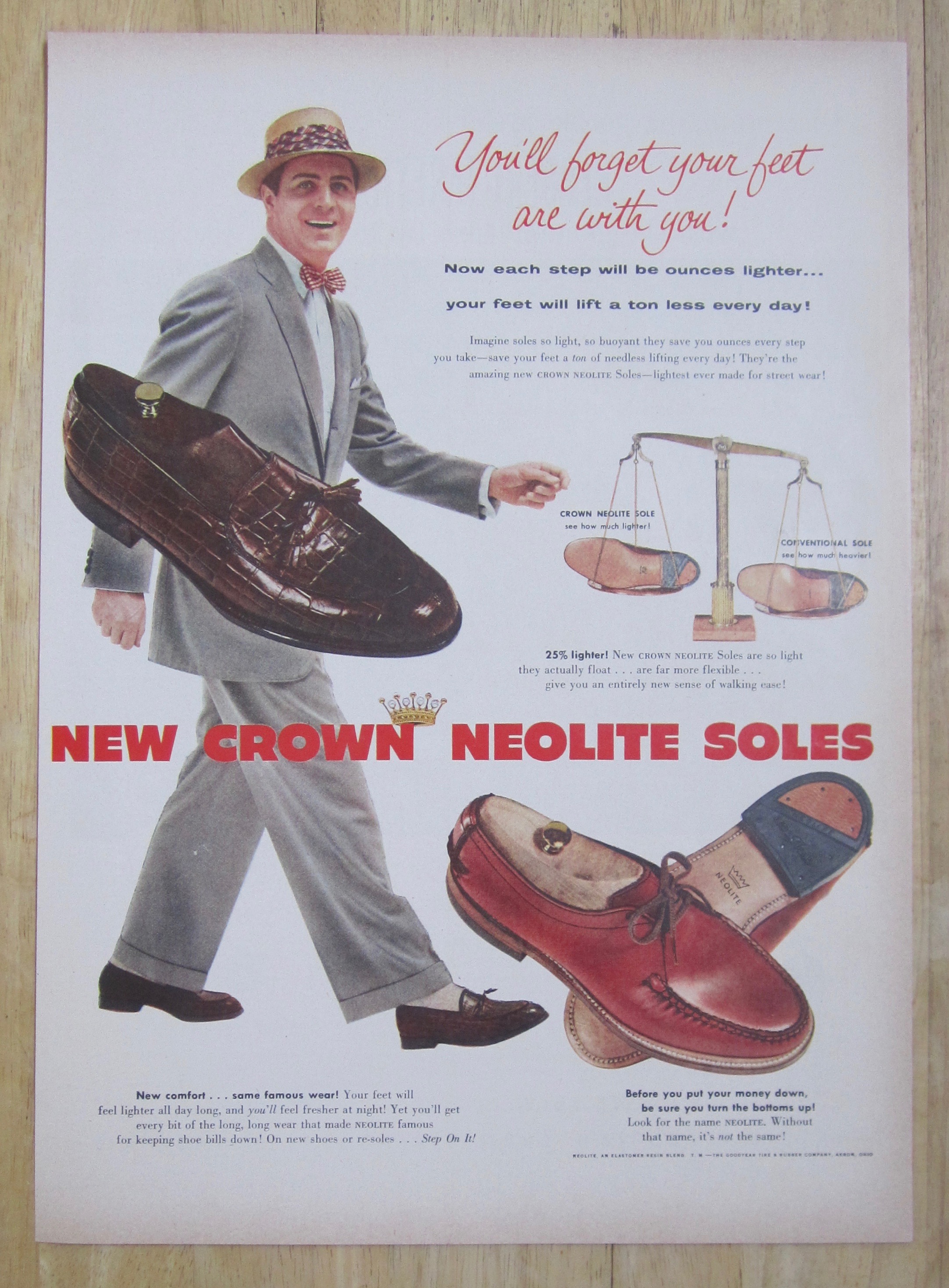 1954 New Crown Neolite Soles with Man Walking