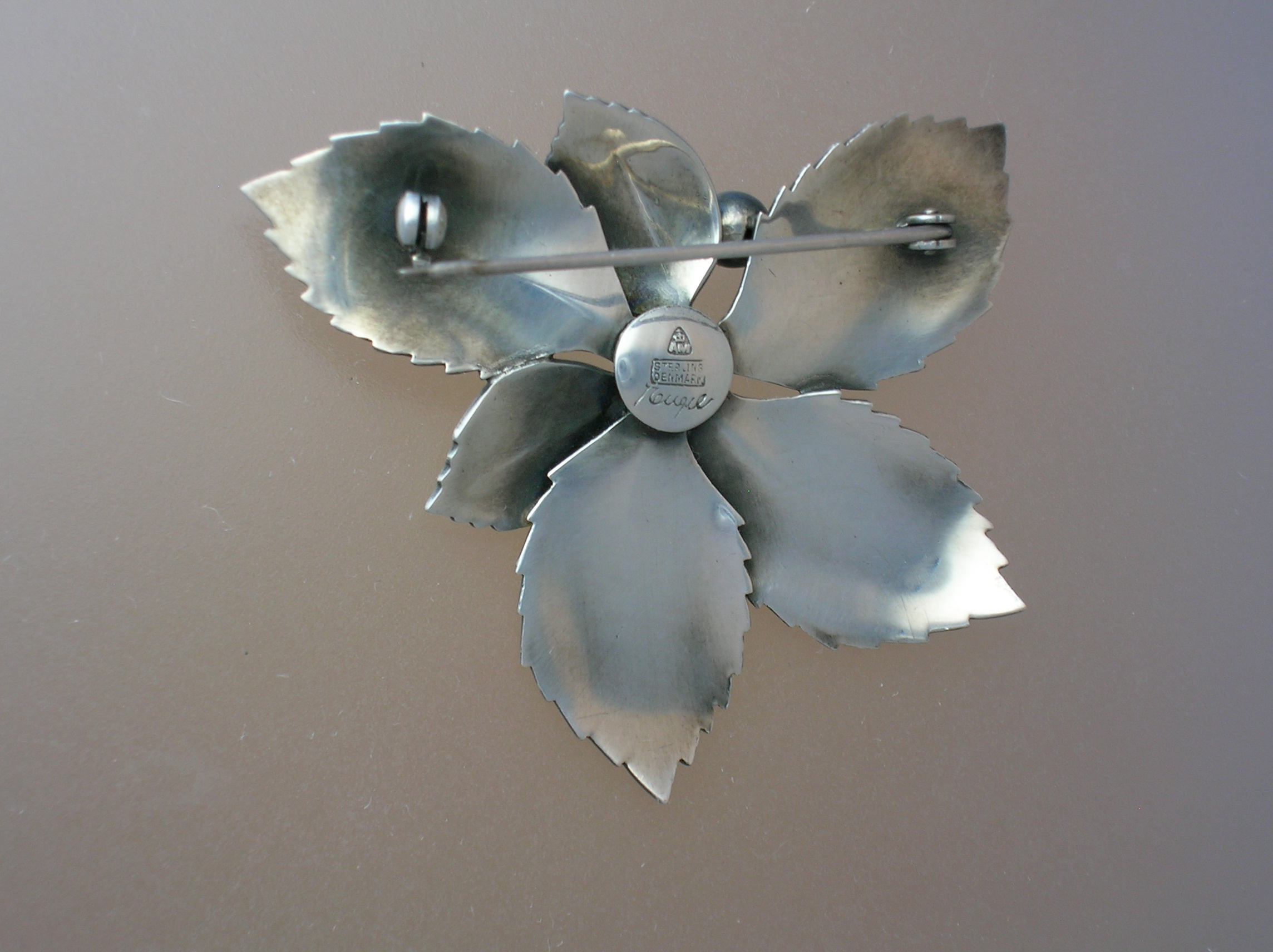 Danish Sterling Silver Flower Pin  A Michelsen AM