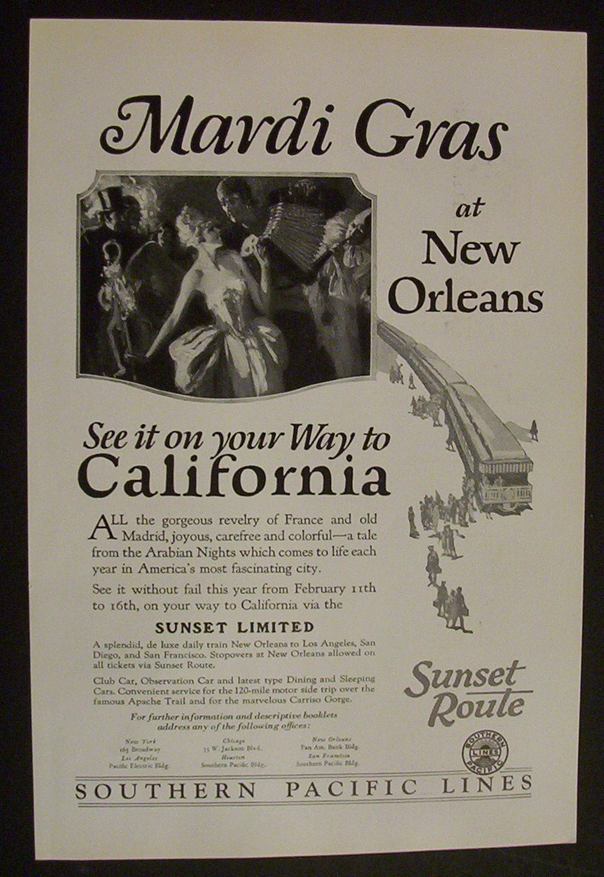 1926 Southern Pacific Lines with New Orleans Mardi Gras