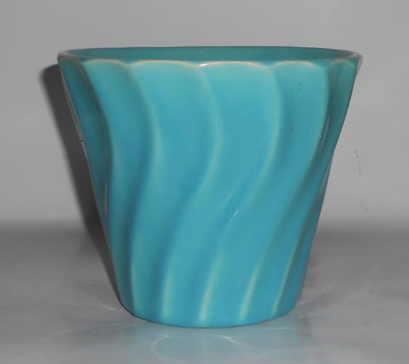 VINTAGE Bauer Pottery 5'' Turquoise Swirl Flower Pot