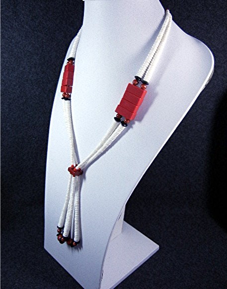 Native American Sponge Coral Onyx Glass Necklace