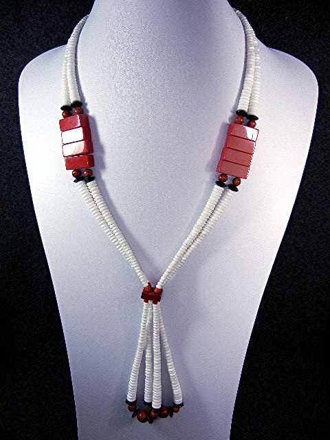 Native American Sponge Coral Onyx Glass Necklace