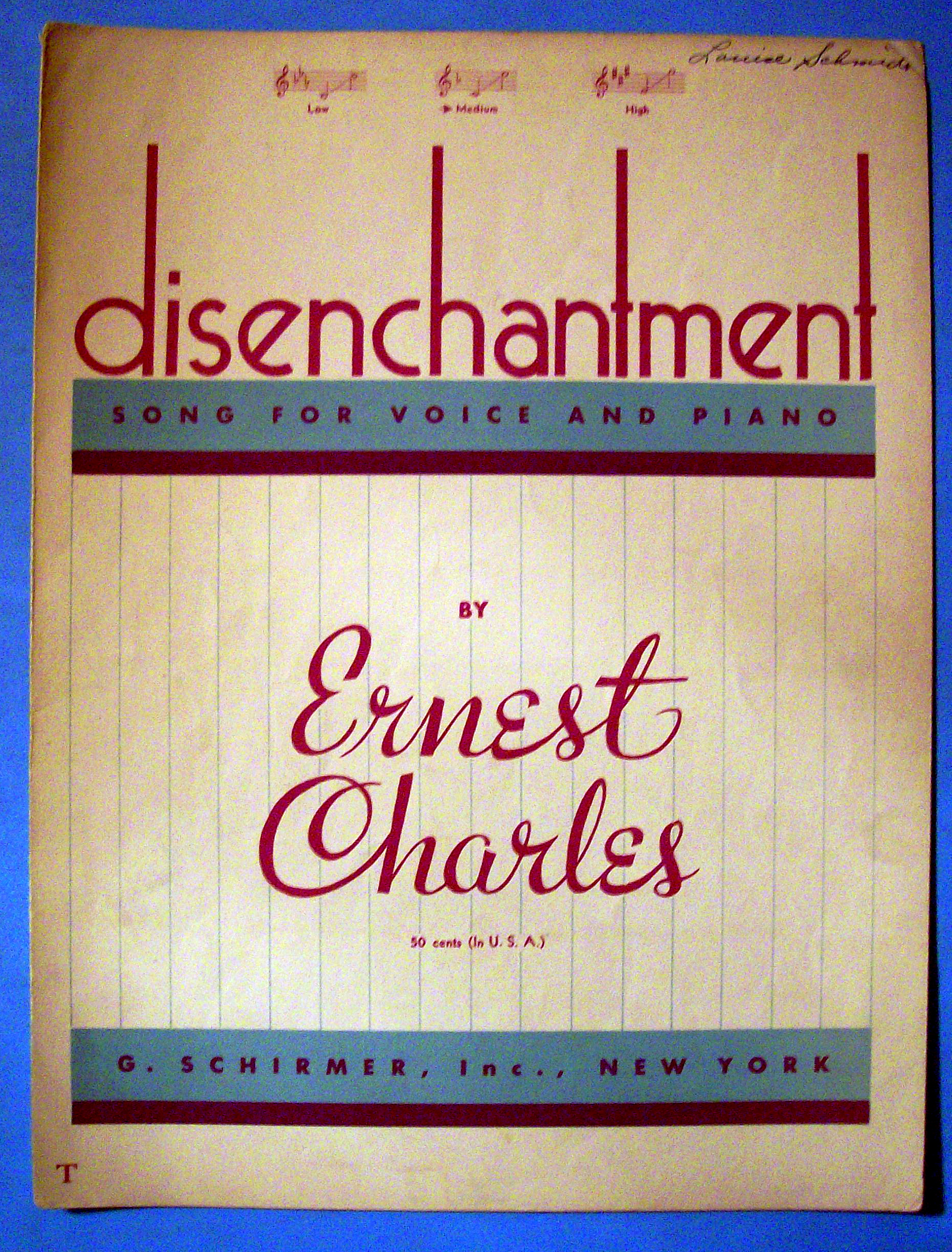 Sheet Music Of 1940 Disenchantment