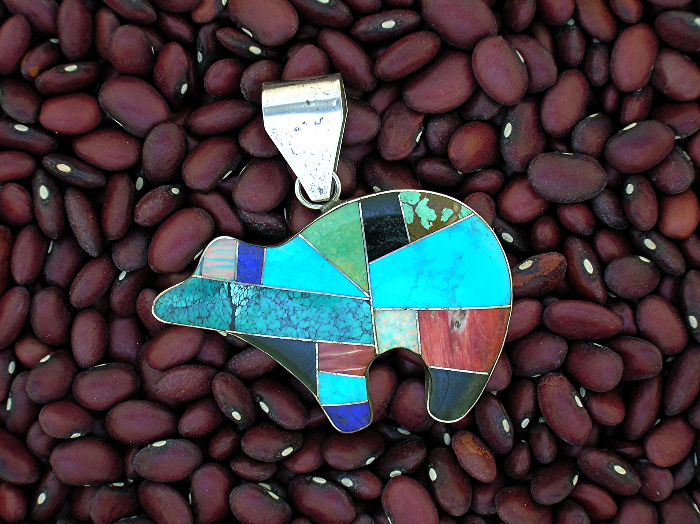 Navajo Sterling Silver Turquoise Opal Spiny Oyster Pend