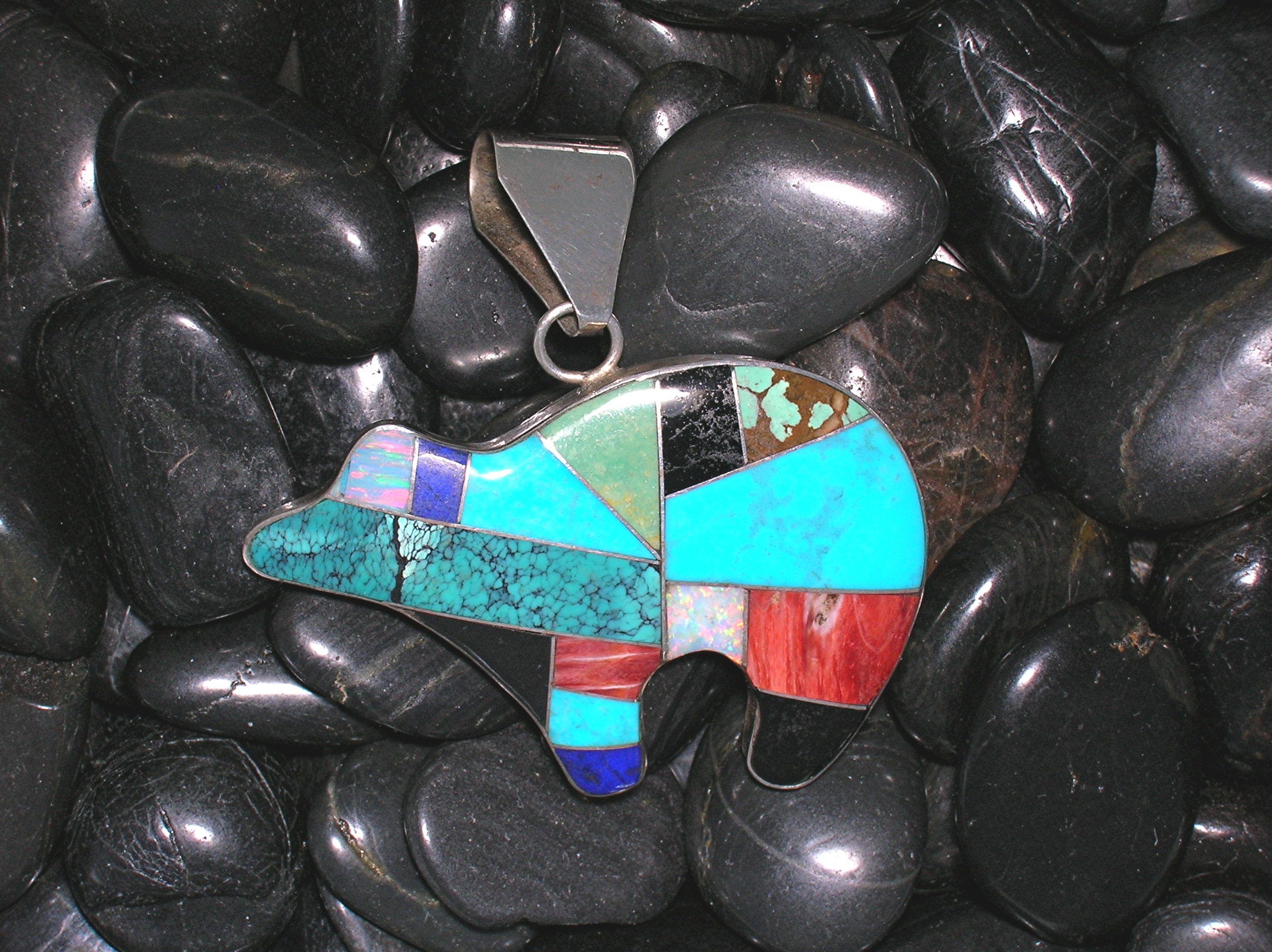 Navajo Sterling Silver Turquoise Opal Spiny Oyster Pend