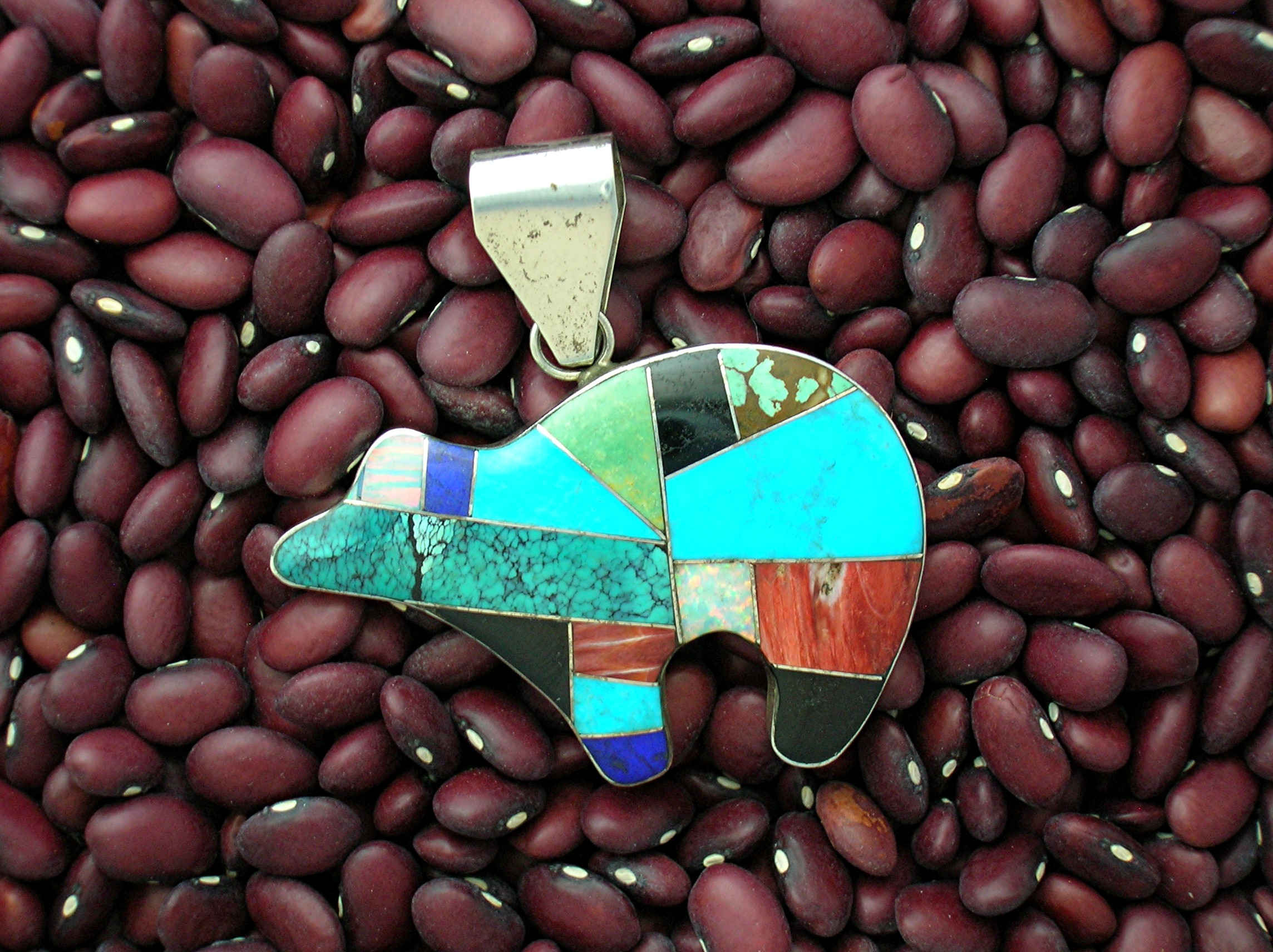 Navajo Sterling Silver Turquoise Opal Spiny Oyster Pend