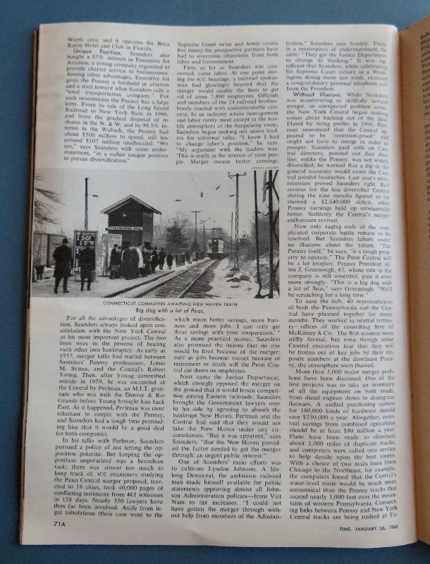 Time Magazine January 26, 1968 Penn Central's Stuart Saunders