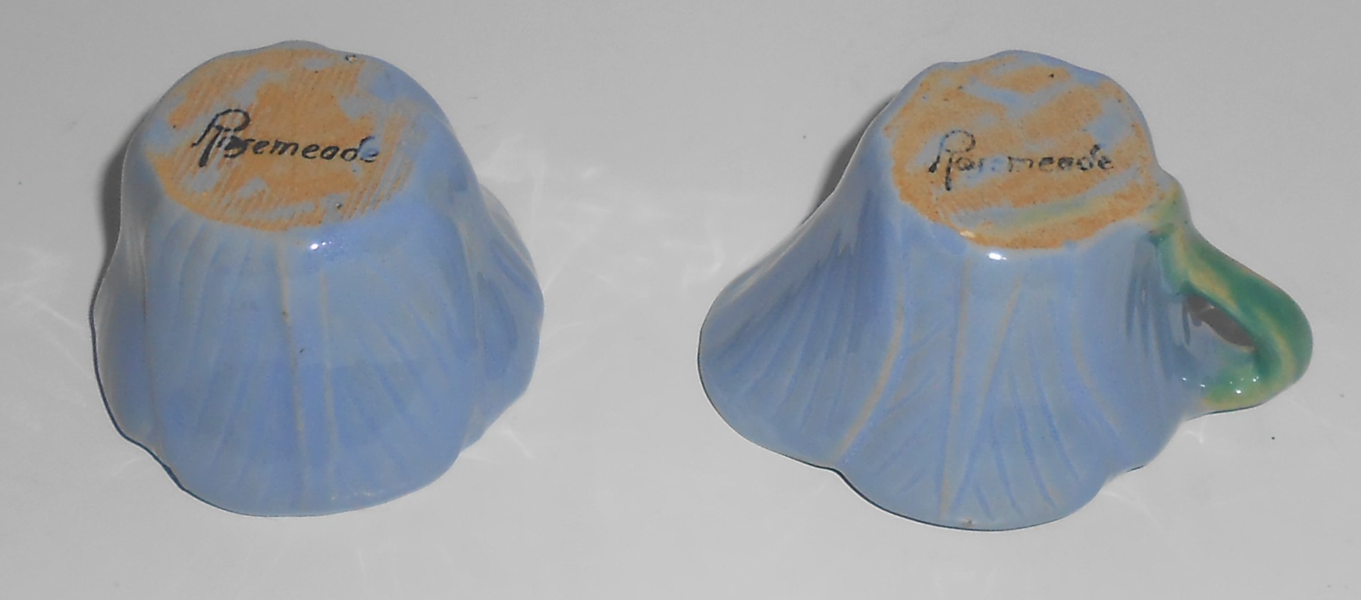 Rosemeade Pottery Blue Tulip Demitasse Creamer/Sugar