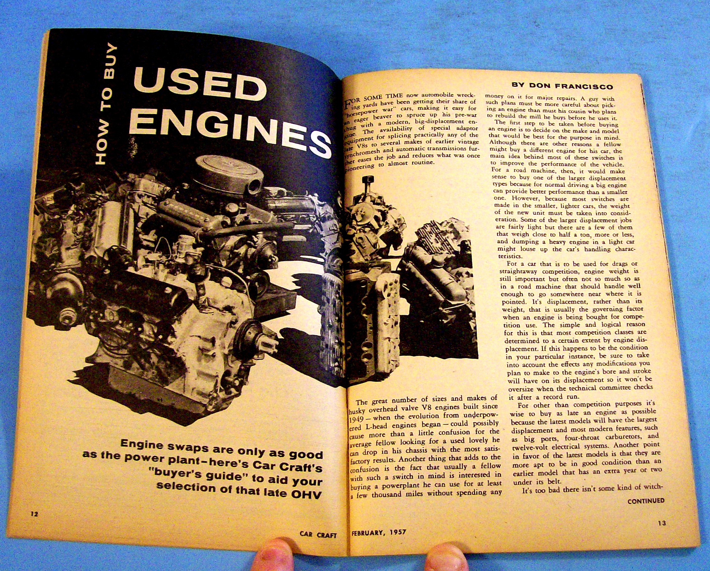 Car Craft February 1957 How To Buy Used Engines