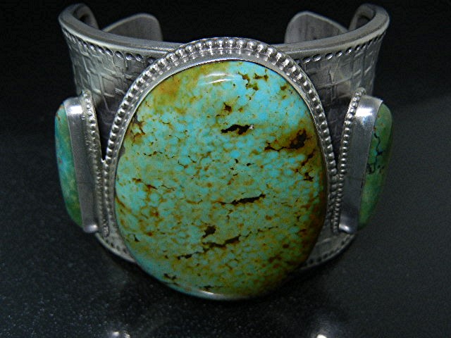 David Troutman Sterling Silver Kingman Turquoise Bracel