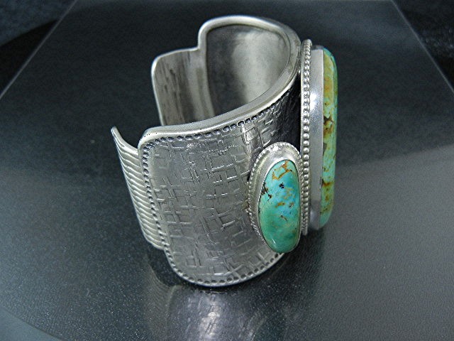 David Troutman Sterling Silver Kingman Turquoise Bracel