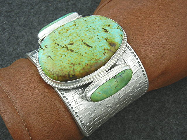 David Troutman Sterling Silver Kingman Turquoise Bracel