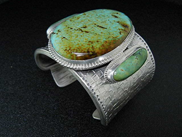 David Troutman Sterling Silver Kingman Turquoise Bracel