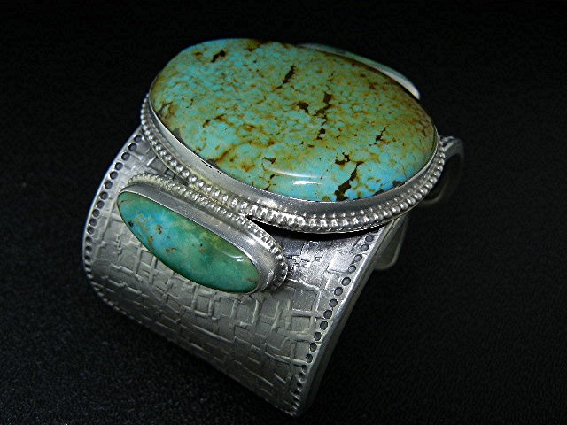 David Troutman Sterling Silver Kingman Turquoise Bracel