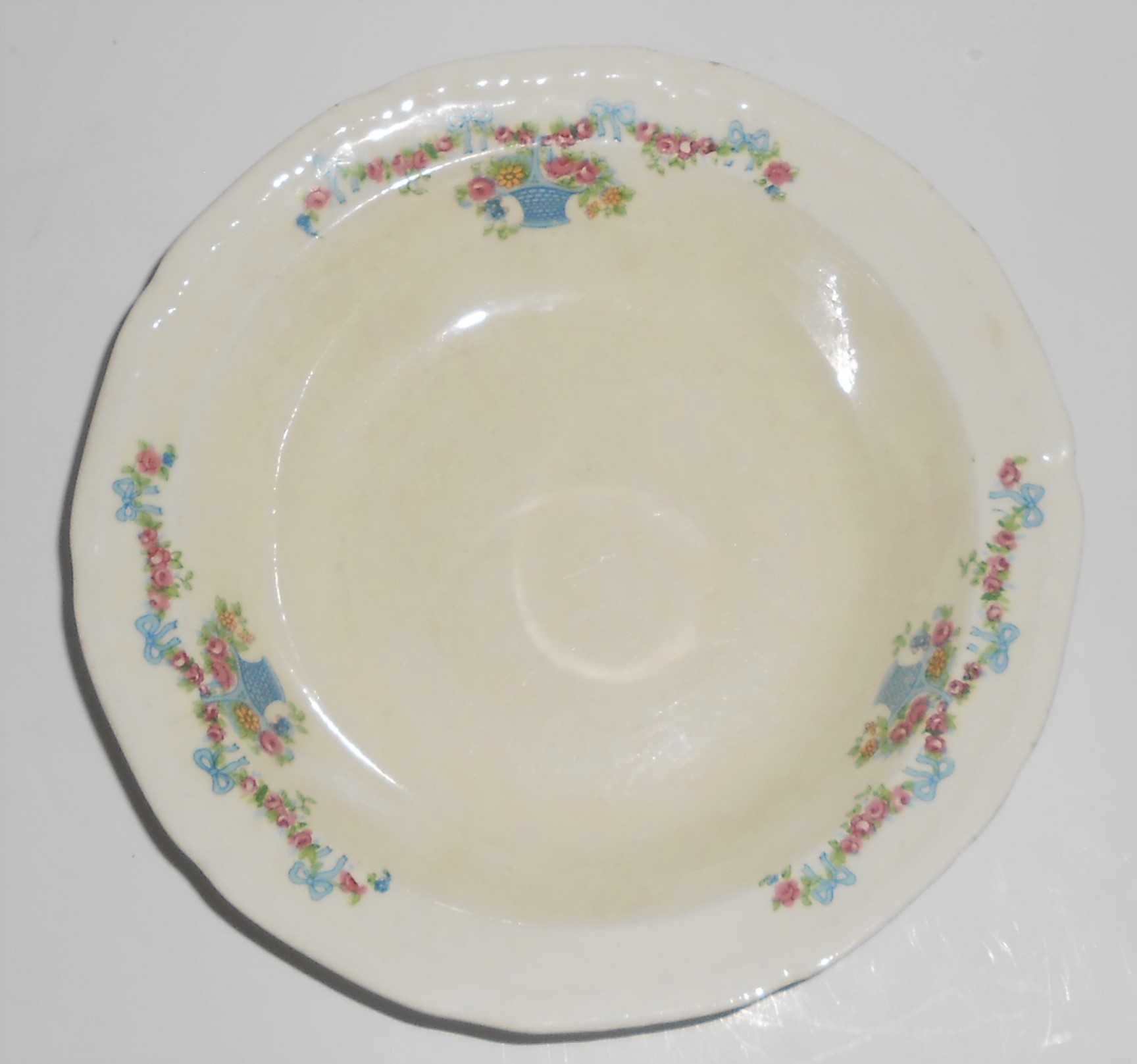 Early Poxon Vernon Pottery Basket W/Floral Garland Frui