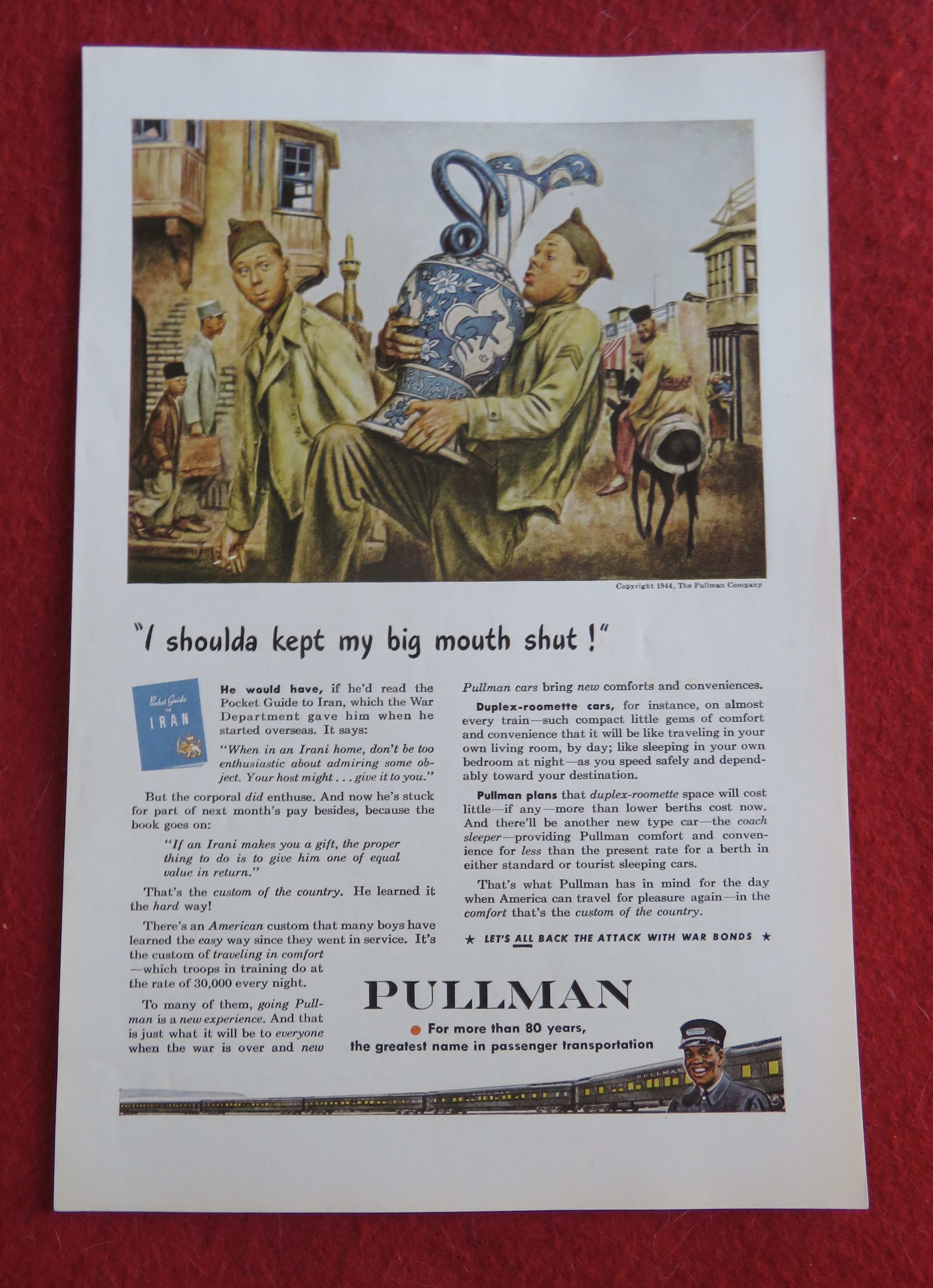 1944 Pullman Company with Soldiers Trying To Move Cow