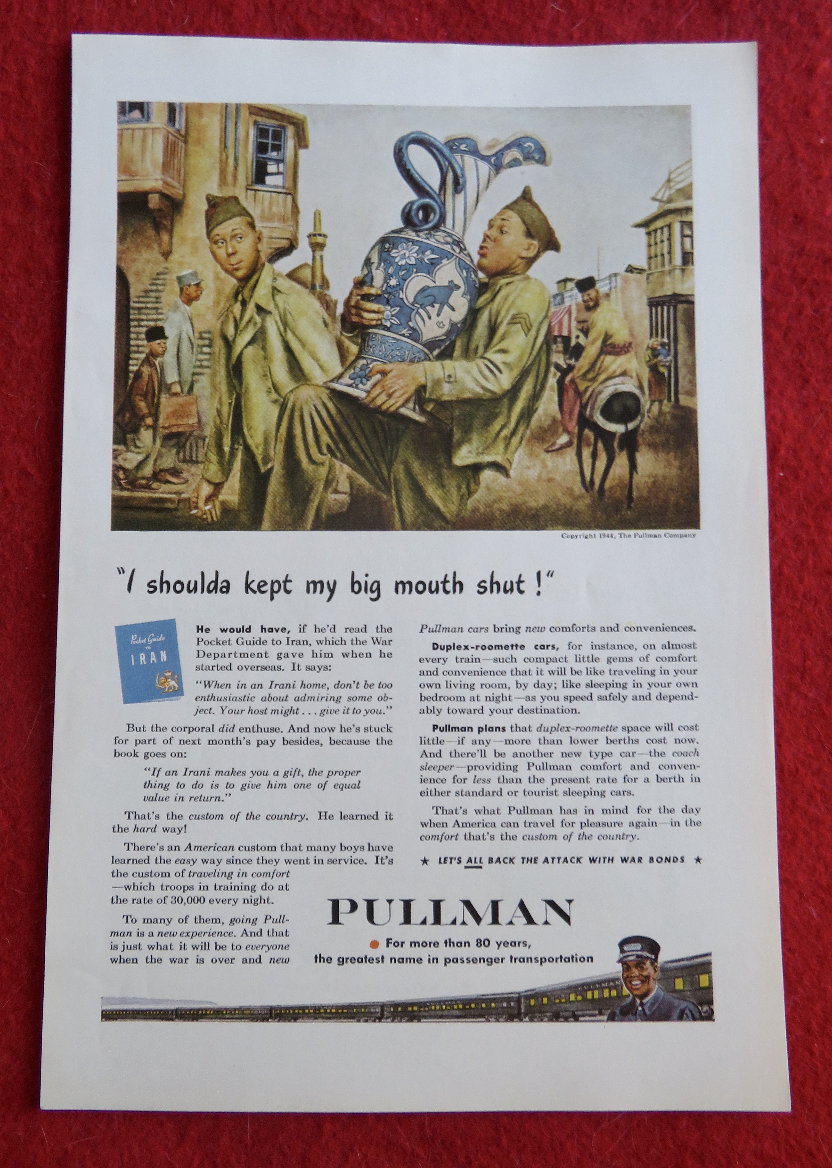 1944 Pullman Company with Soldiers Trying To Move Cow