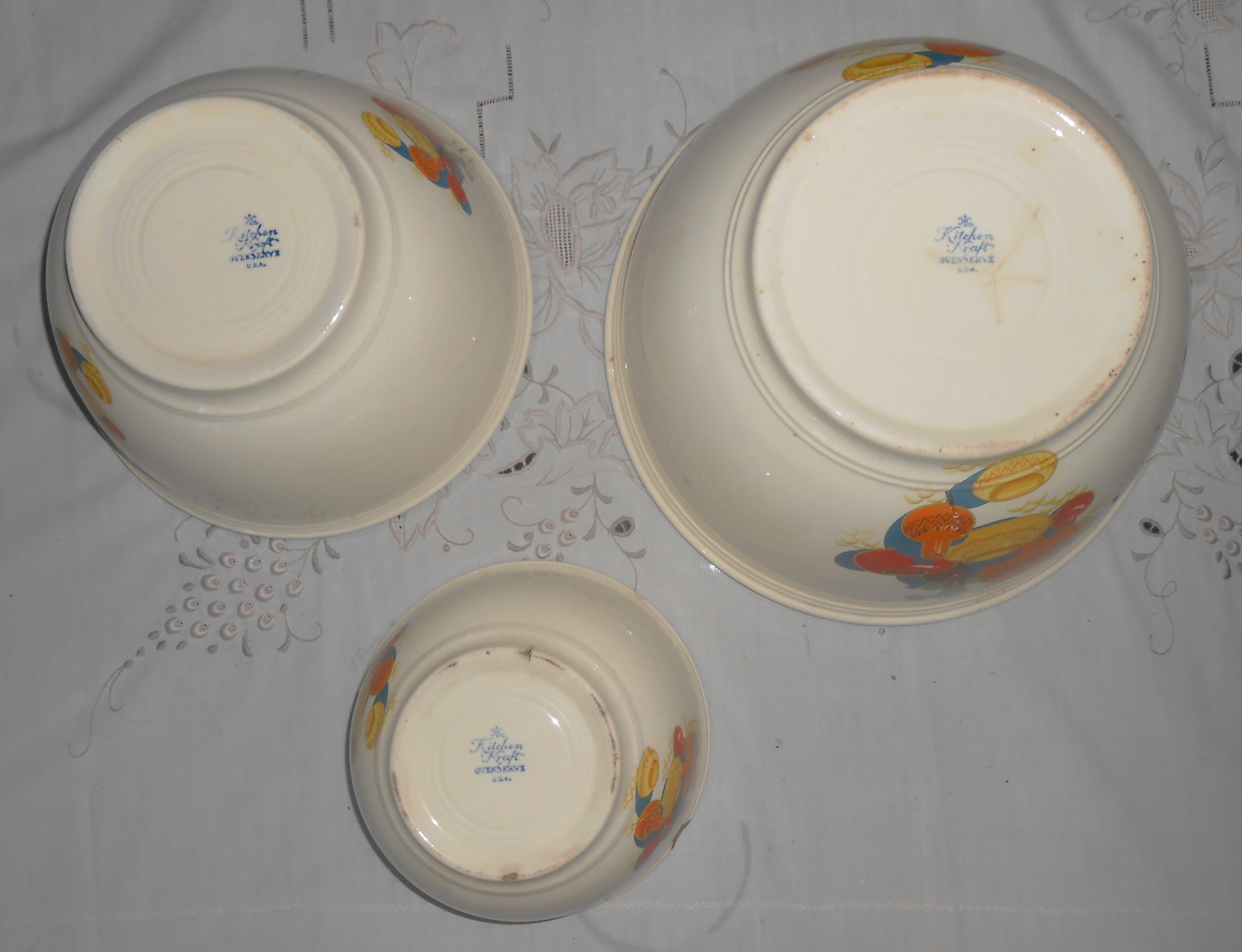 Homer Laughlin Pottery Kitchen Kraft Mexican Set/3 Blue