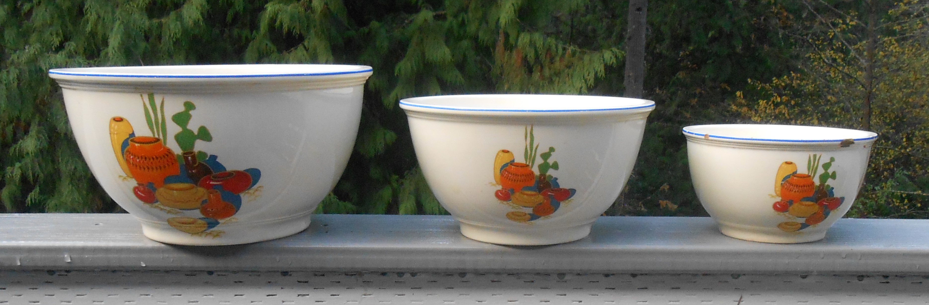 Homer Laughlin Pottery Kitchen Kraft Mexican Set/3 Blue
