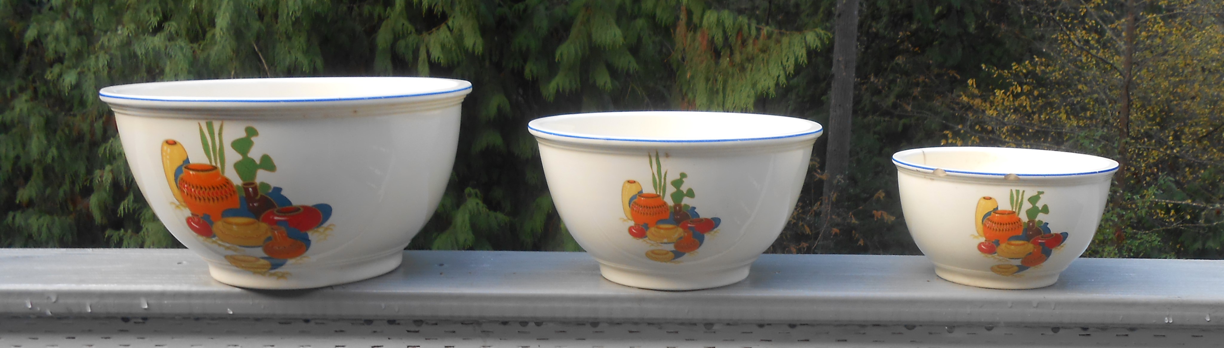 Homer Laughlin Pottery Kitchen Kraft Mexican Set/3 Blue