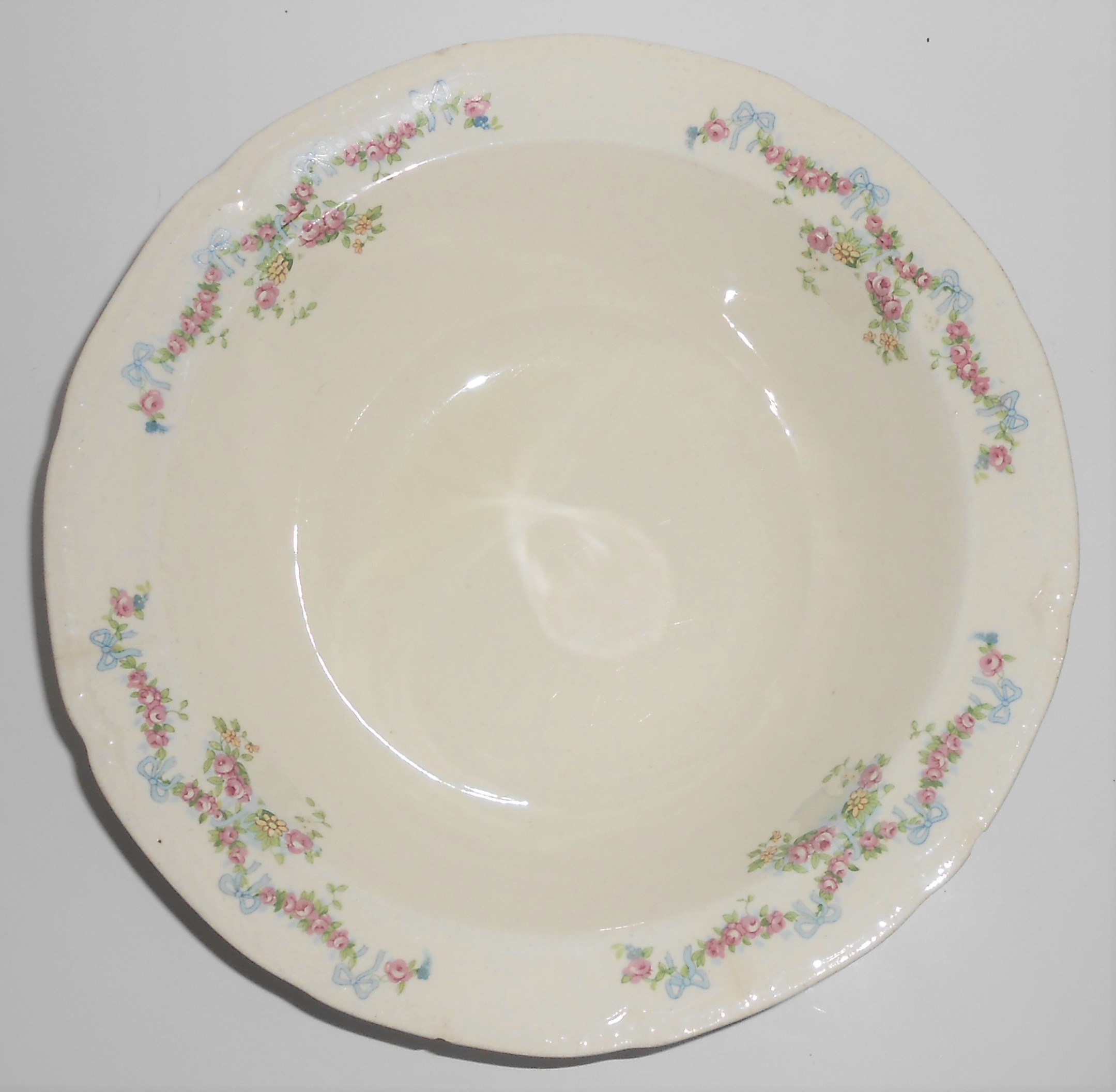 Early Poxon Vernon Pottery Basket W/Floral Garland Veg